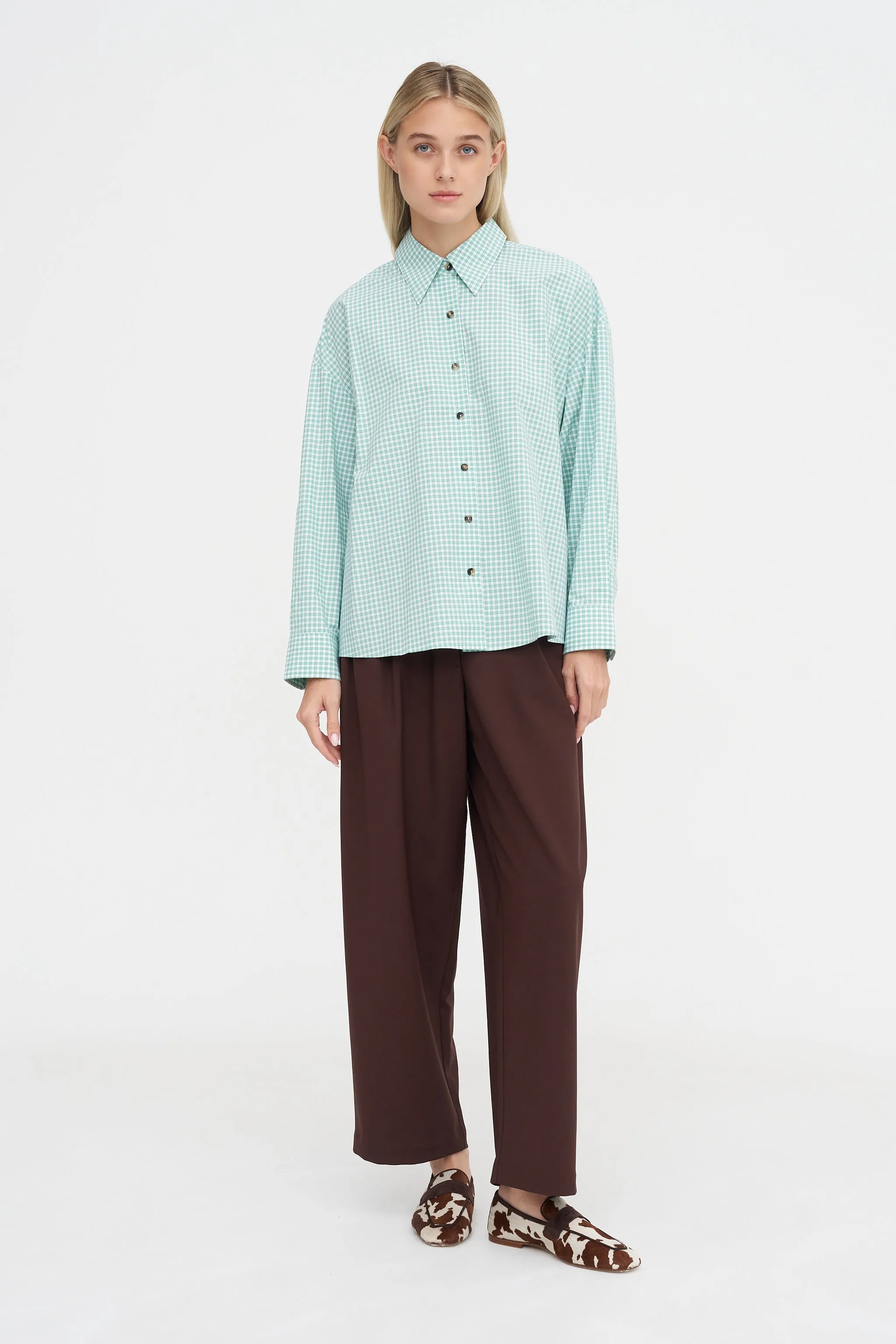 Oversized Shirt Vichy, Green & White sold by Kick Pleat product image thumbnail 2
