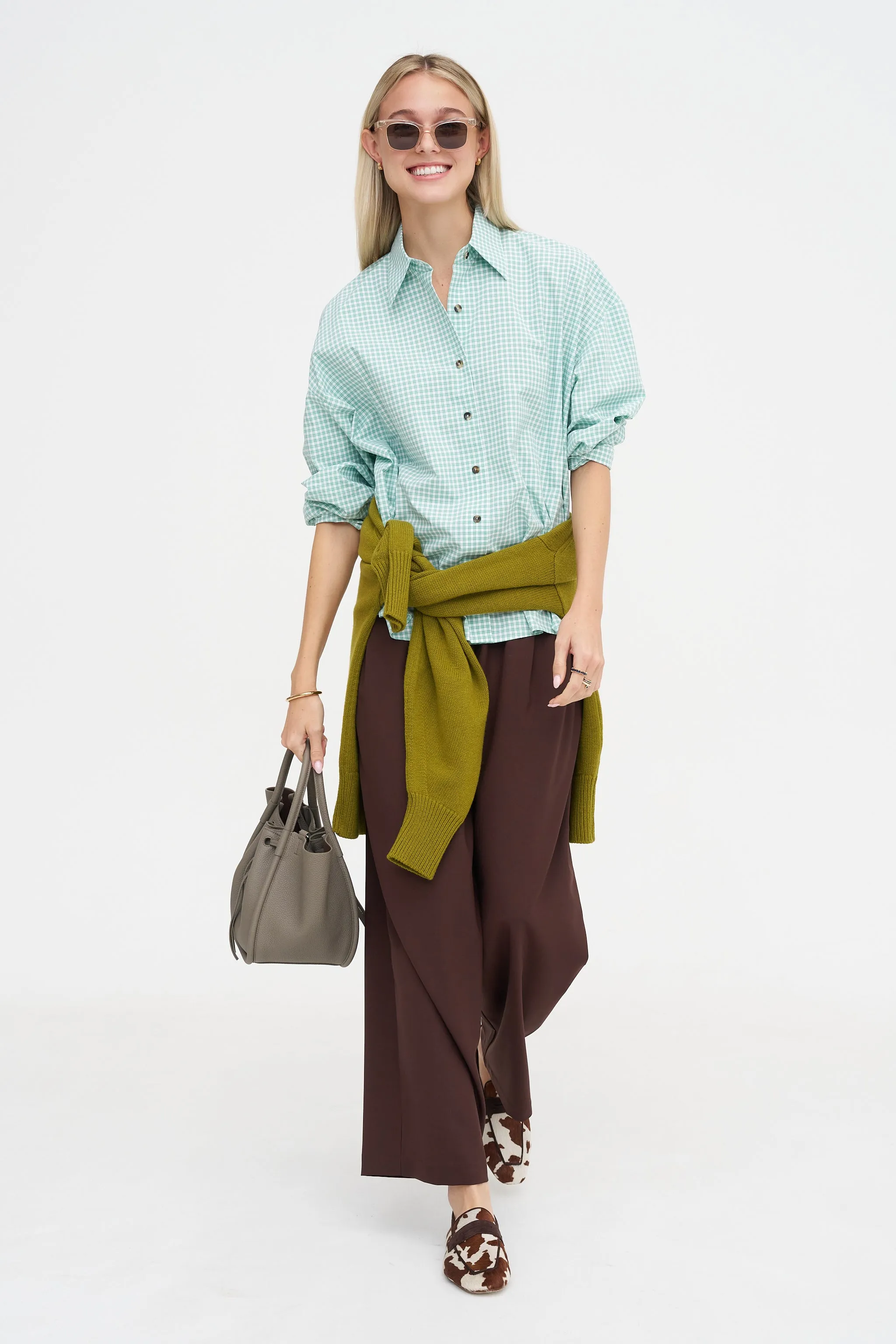 Oversized Shirt Vichy, Green & White sold by Kick Pleat