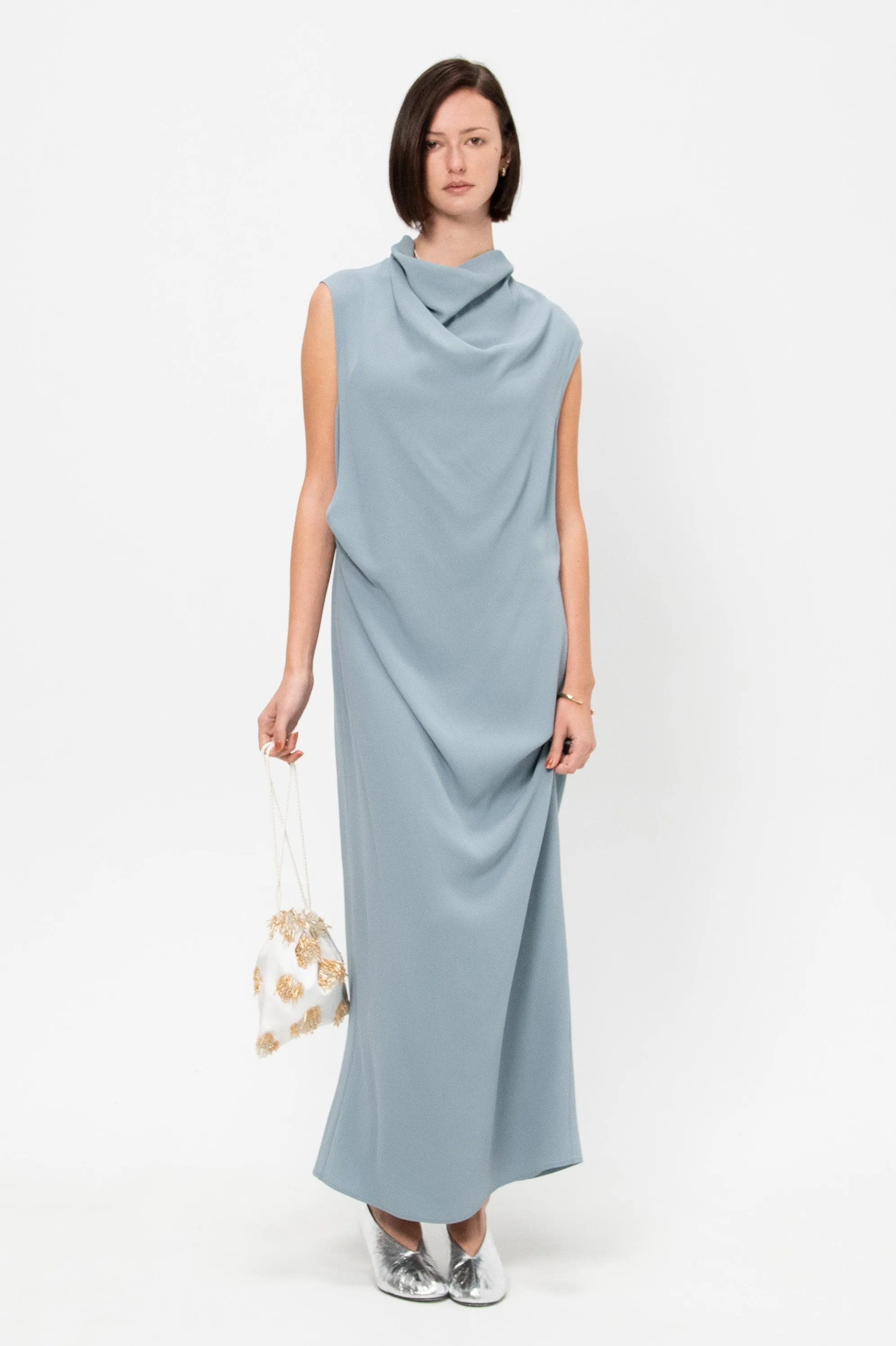 Draped Dress, Slate Blue sold by Kick Pleat