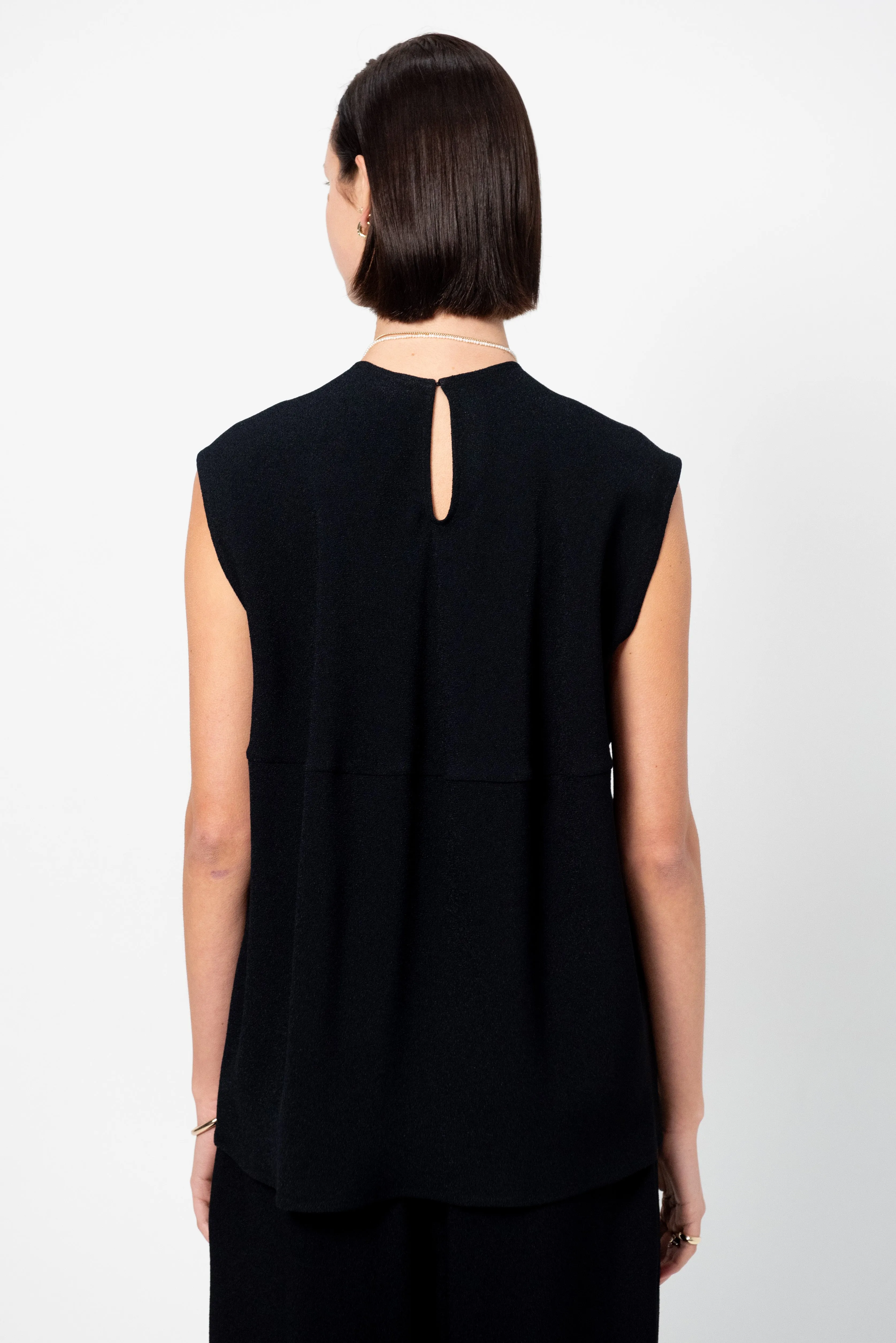 Cap-Sleeve Top, Black sold by Kick Pleat product image thumbnail 5
