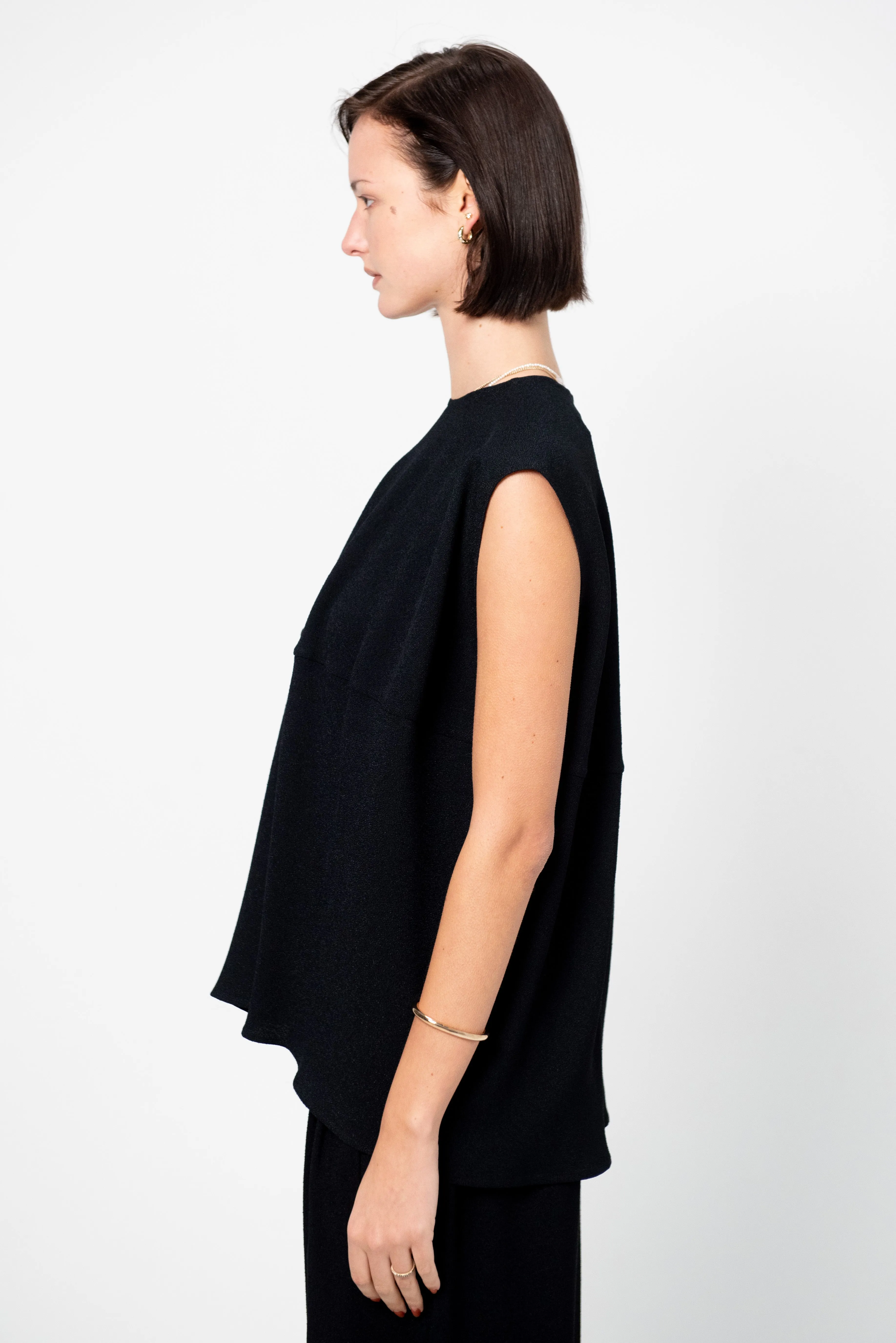 Cap-Sleeve Top, Black sold by Kick Pleat product image thumbnail 4
