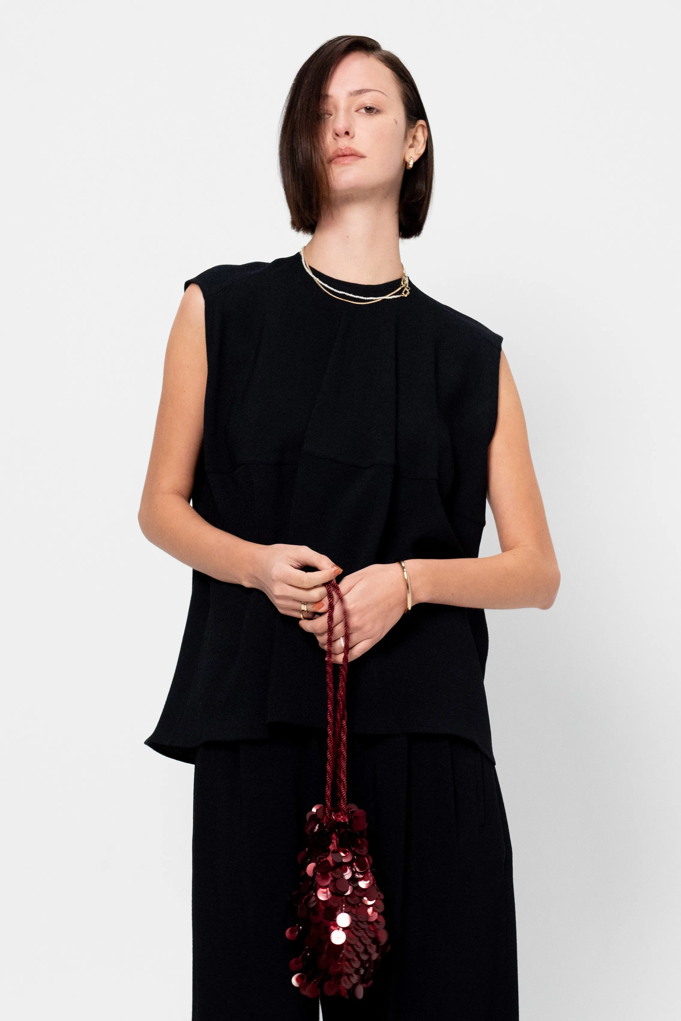 Cap-Sleeve Top, Black sold by Kick Pleat product image thumbnail 2