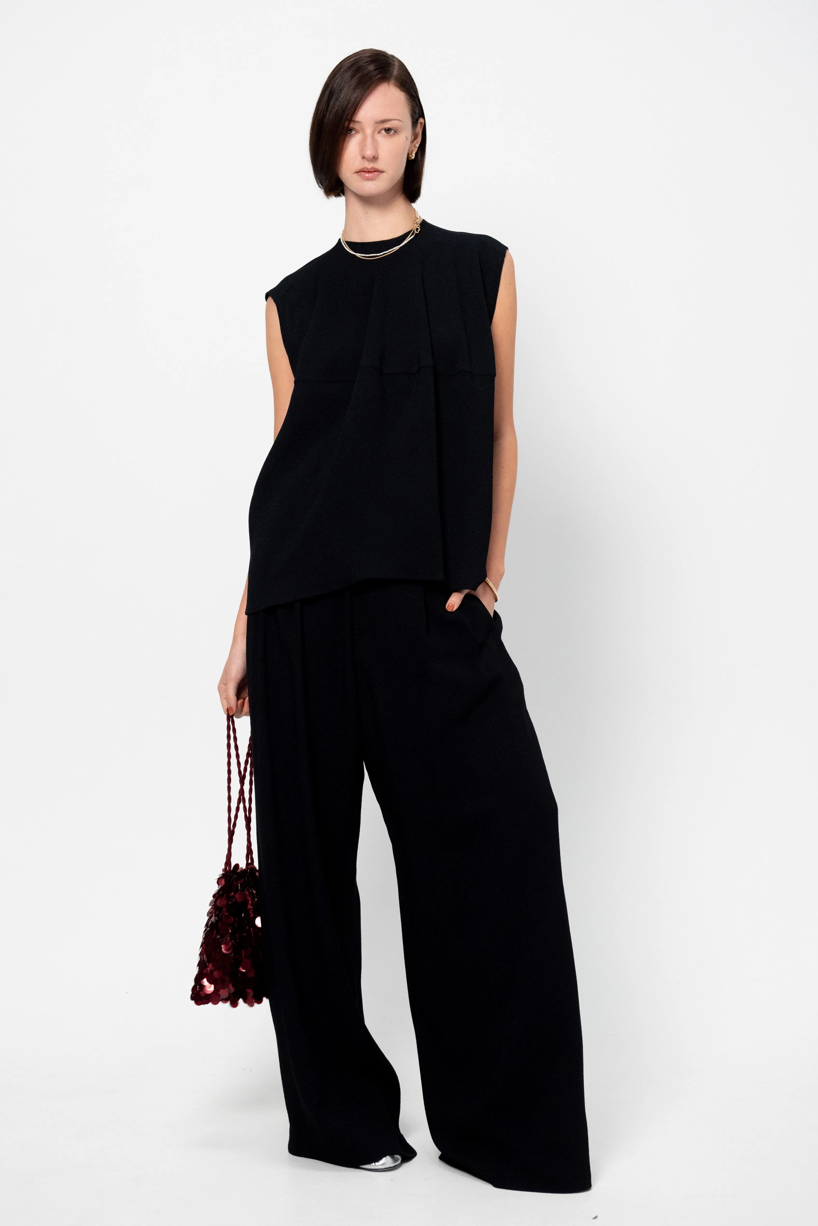 Cap-Sleeve Top, Black sold by Kick Pleat