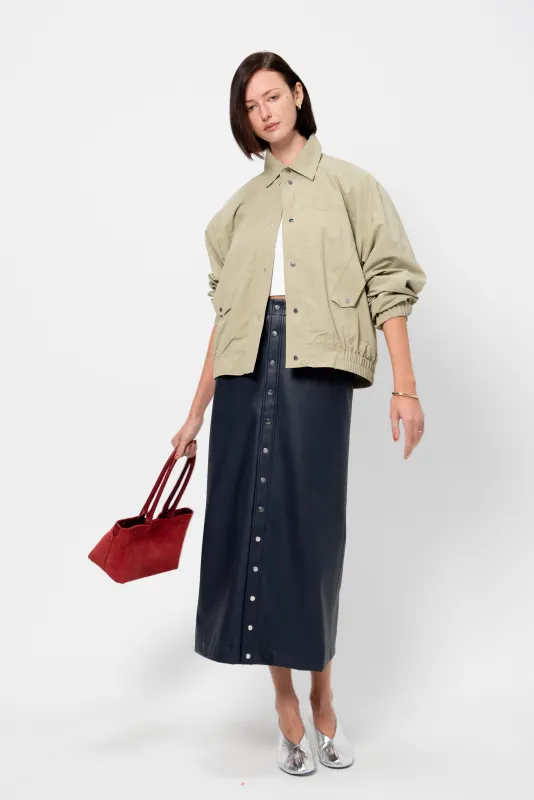 Snap-Button Skirt, Navy Blue made by GAUCHERE