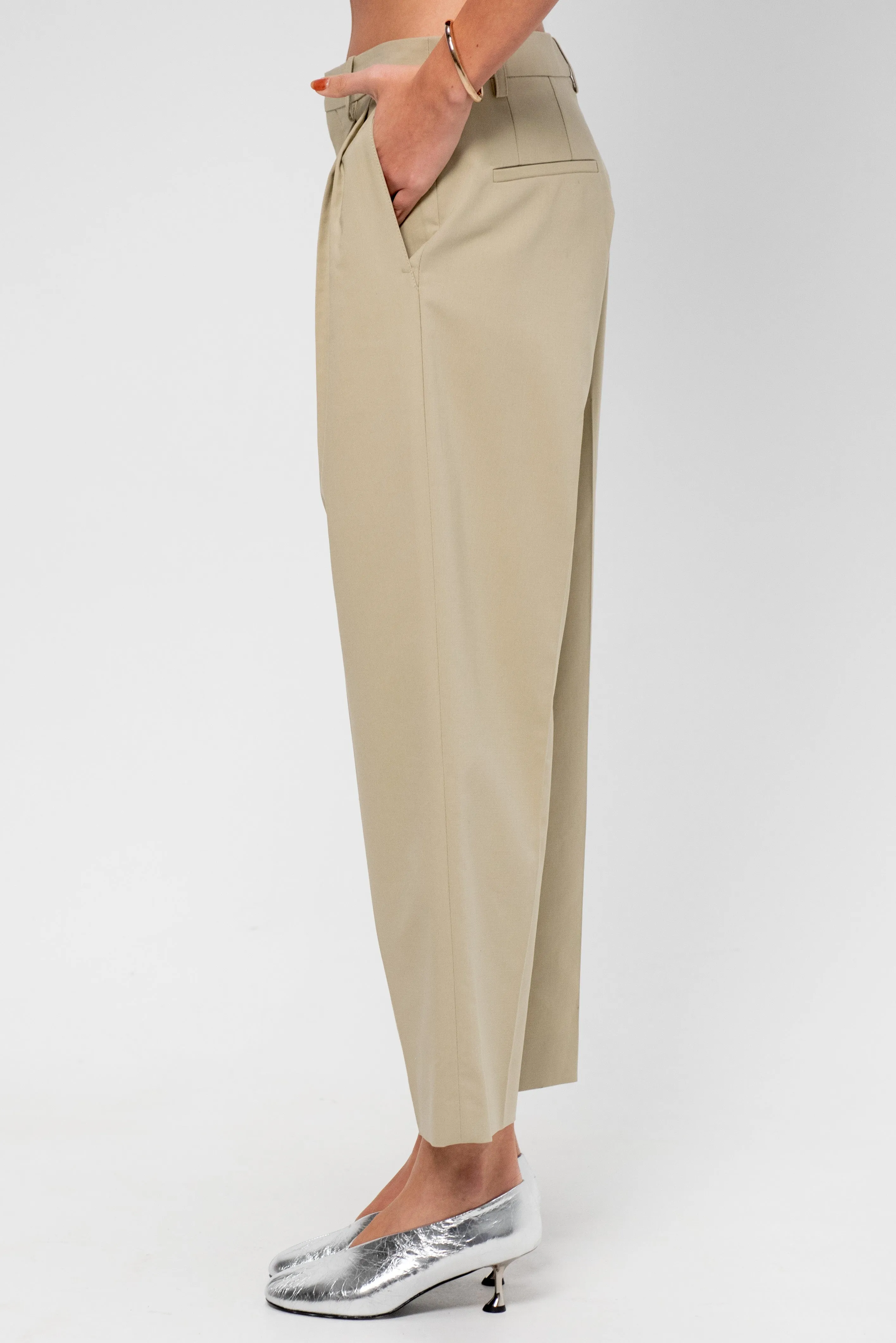 Cropped Trousers, Light Beige sold by Kick Pleat product image thumbnail 3