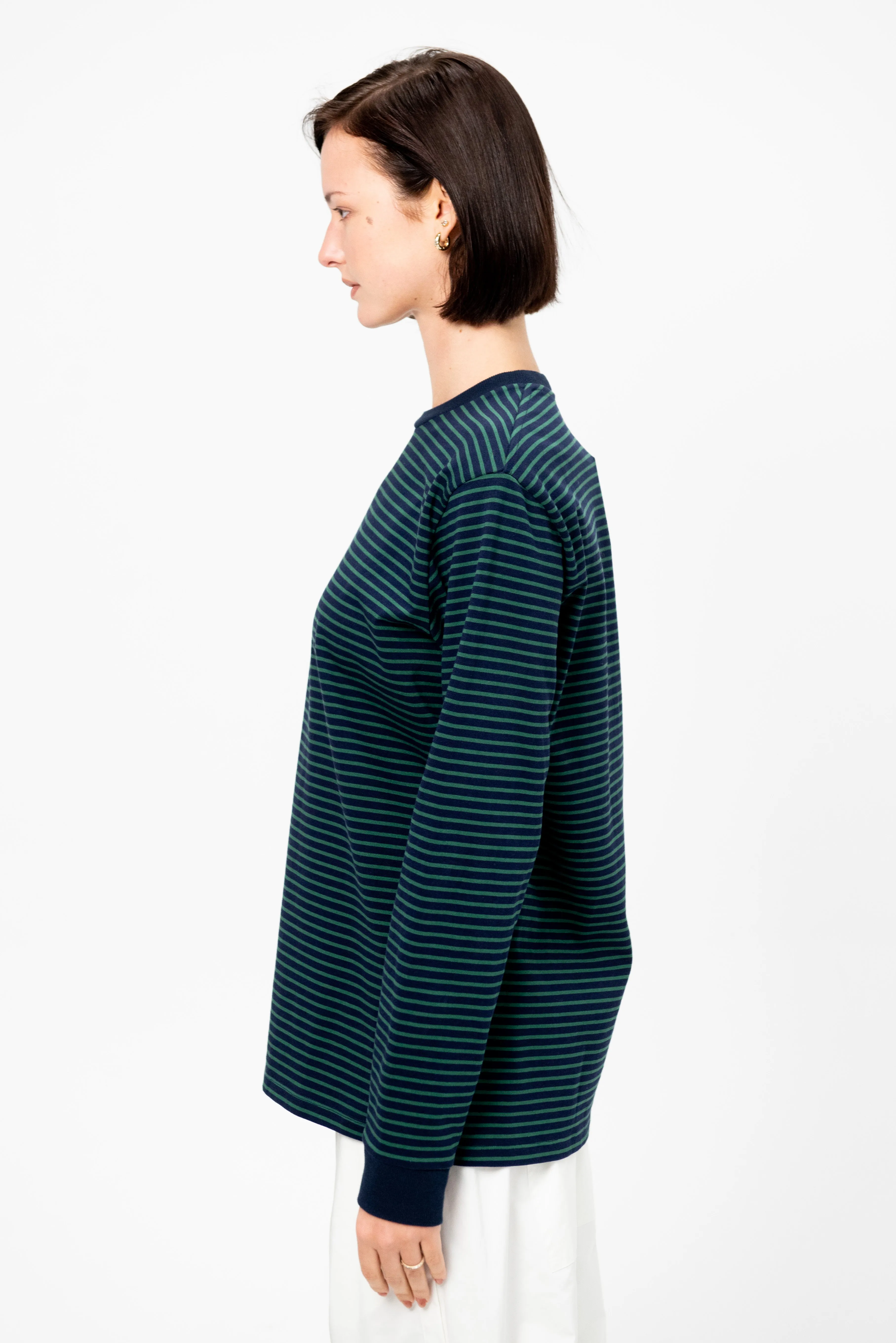 Striped Perfect Unisex Long Sleeve T-Shirt, Navy & Green Multi sold by Kick Pleat product image thumbnail 4