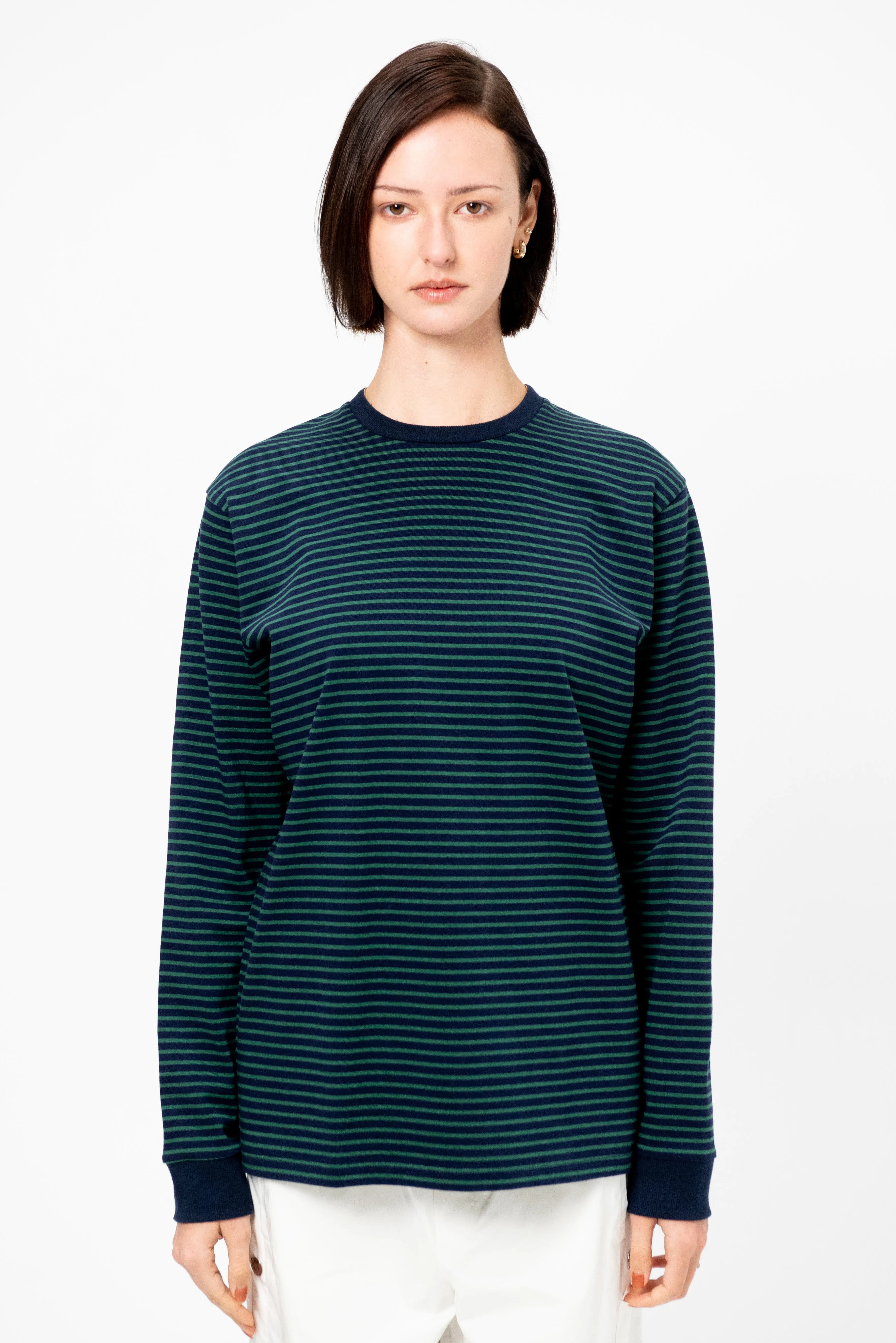 Striped Perfect Unisex Long Sleeve T-Shirt, Navy & Green Multi sold by Kick Pleat product image thumbnail 3