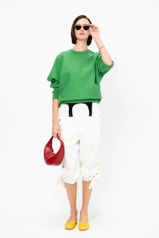 Cocoon Crewneck Sweatshirt, Green made by Tibi