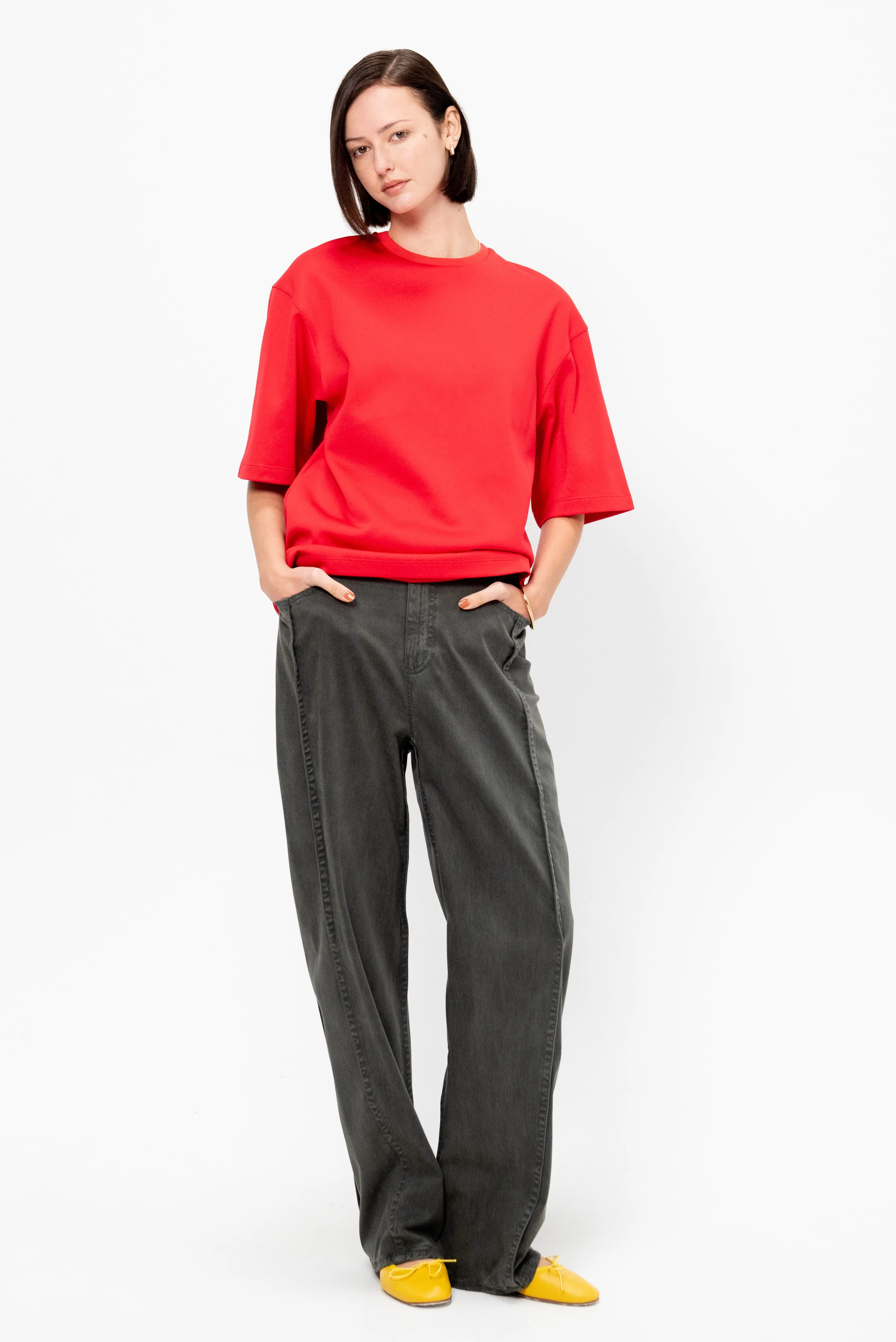 Active Knit Easy T-Shirt, Red sold by Kick Pleat