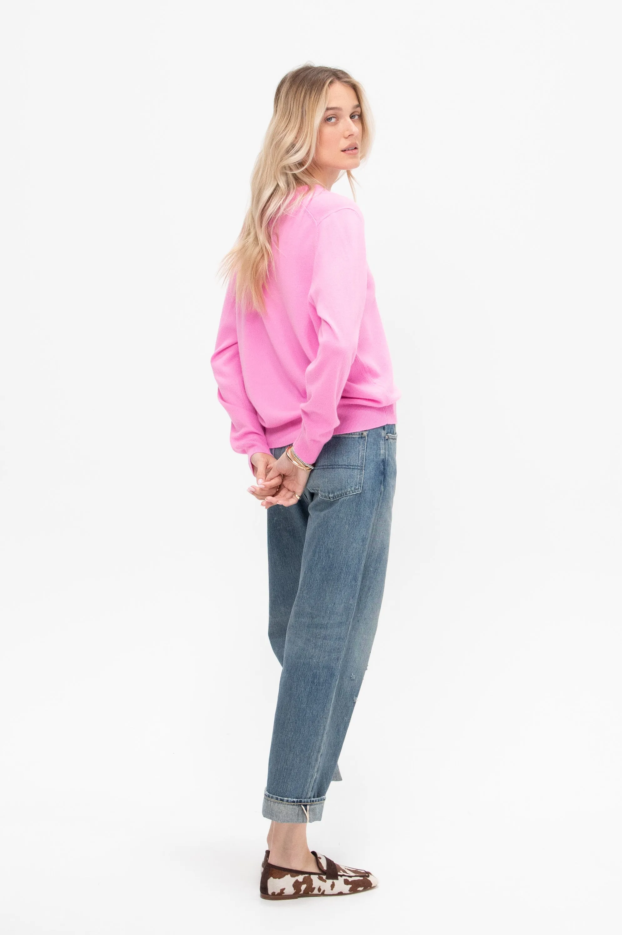 Deep V-Neck Sweater, Plastic Pink sold by Kick Pleat