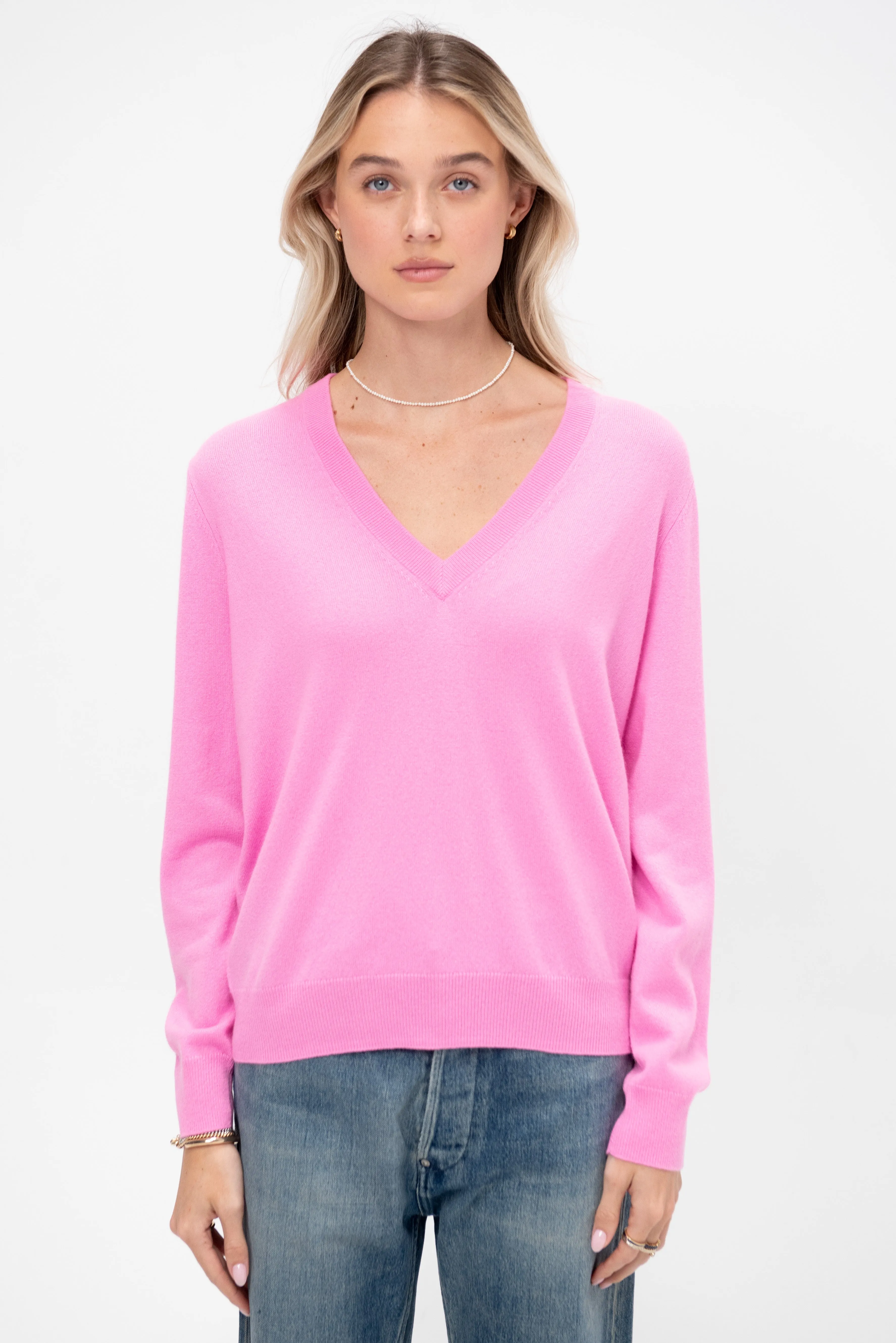 Deep V-Neck Sweater, Plastic Pink sold by Kick Pleat product image thumbnail 3