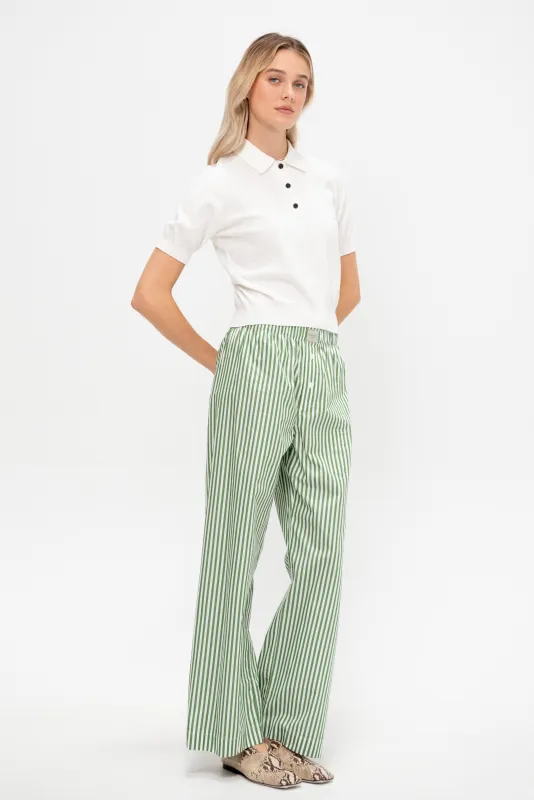 Billie Cotton Cashmere Polo Top, Off White sold by Kick Pleat