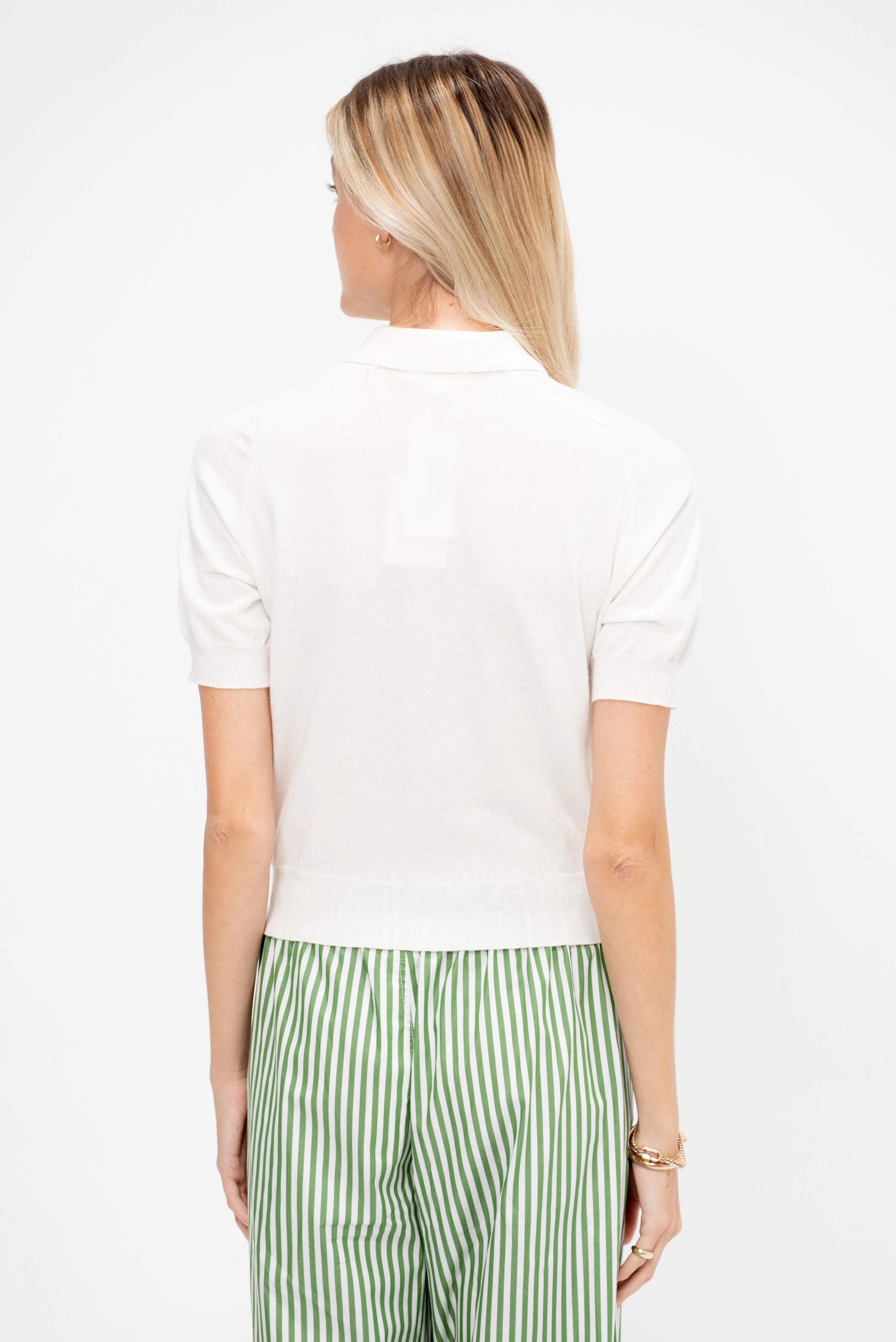 Billie Cotton Cashmere Polo Top, Off White sold by Kick Pleat product image thumbnail 4