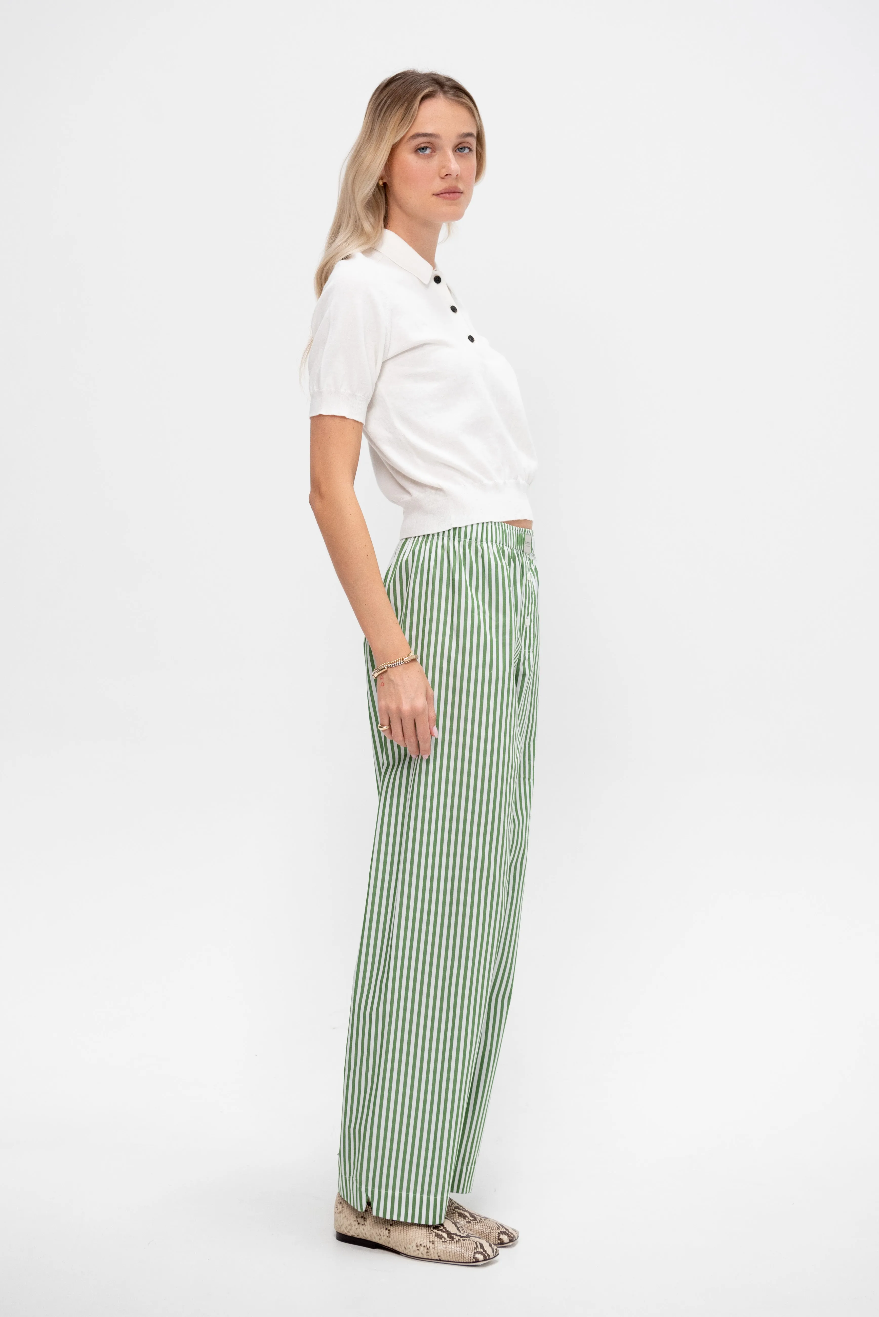 Billie Cotton Cashmere Polo Top, Off White sold by Kick Pleat product image thumbnail 5