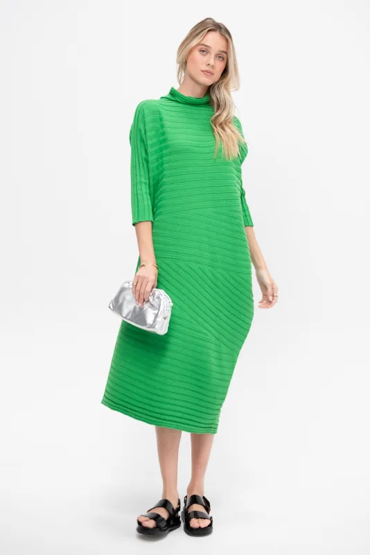 Cotton Cashmere Knit Dress, Green made by Issey Miyake
