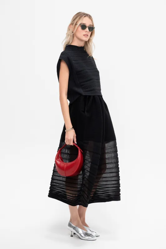 Moving Knit Skirt, Black made by Issey Miyake
