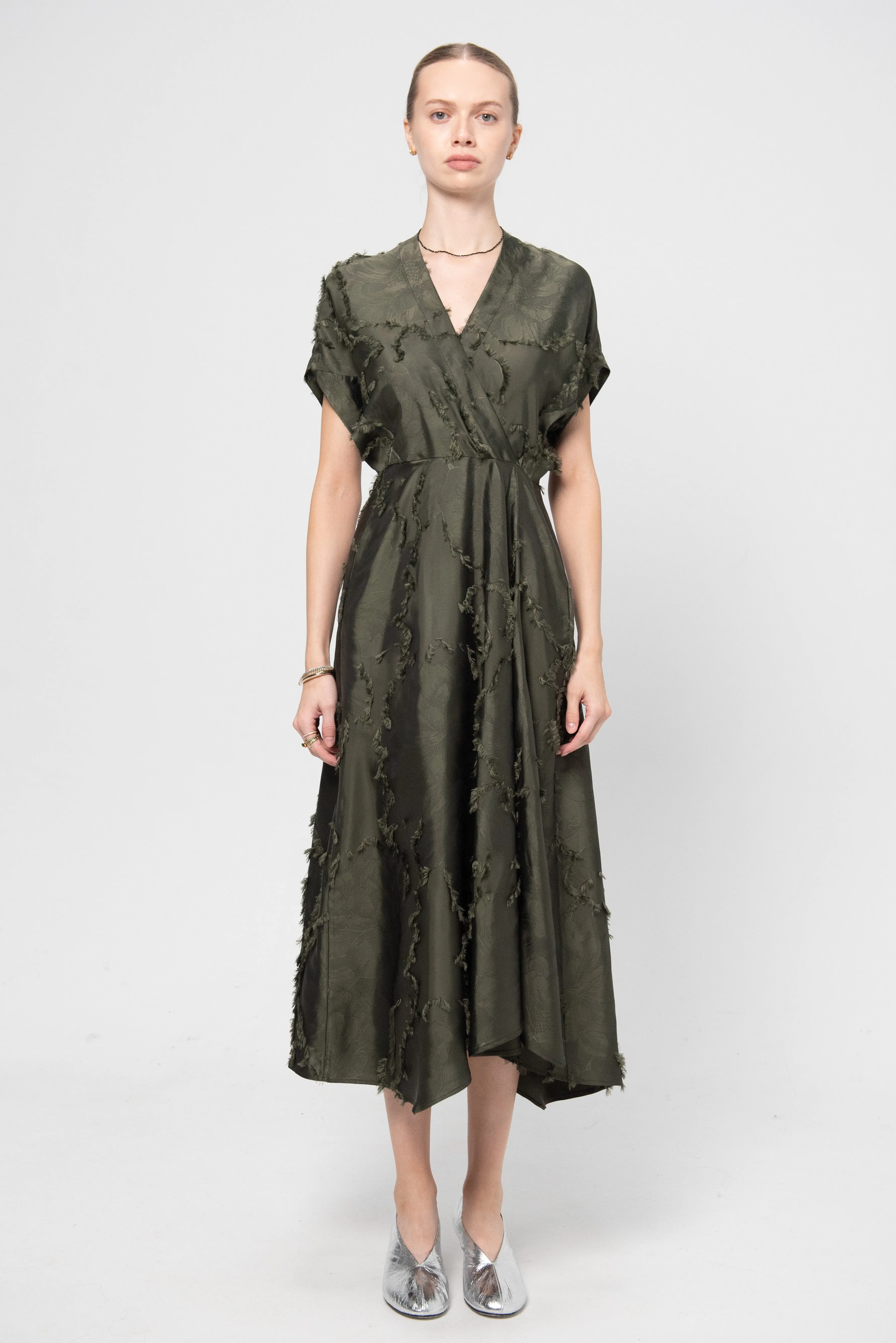 Long Aki Wave Dress, Olive sold by Kick Pleat product image thumbnail 2