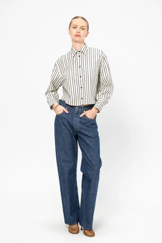 Cropped Shirt, Ivory Stripe sold by Kick Pleat