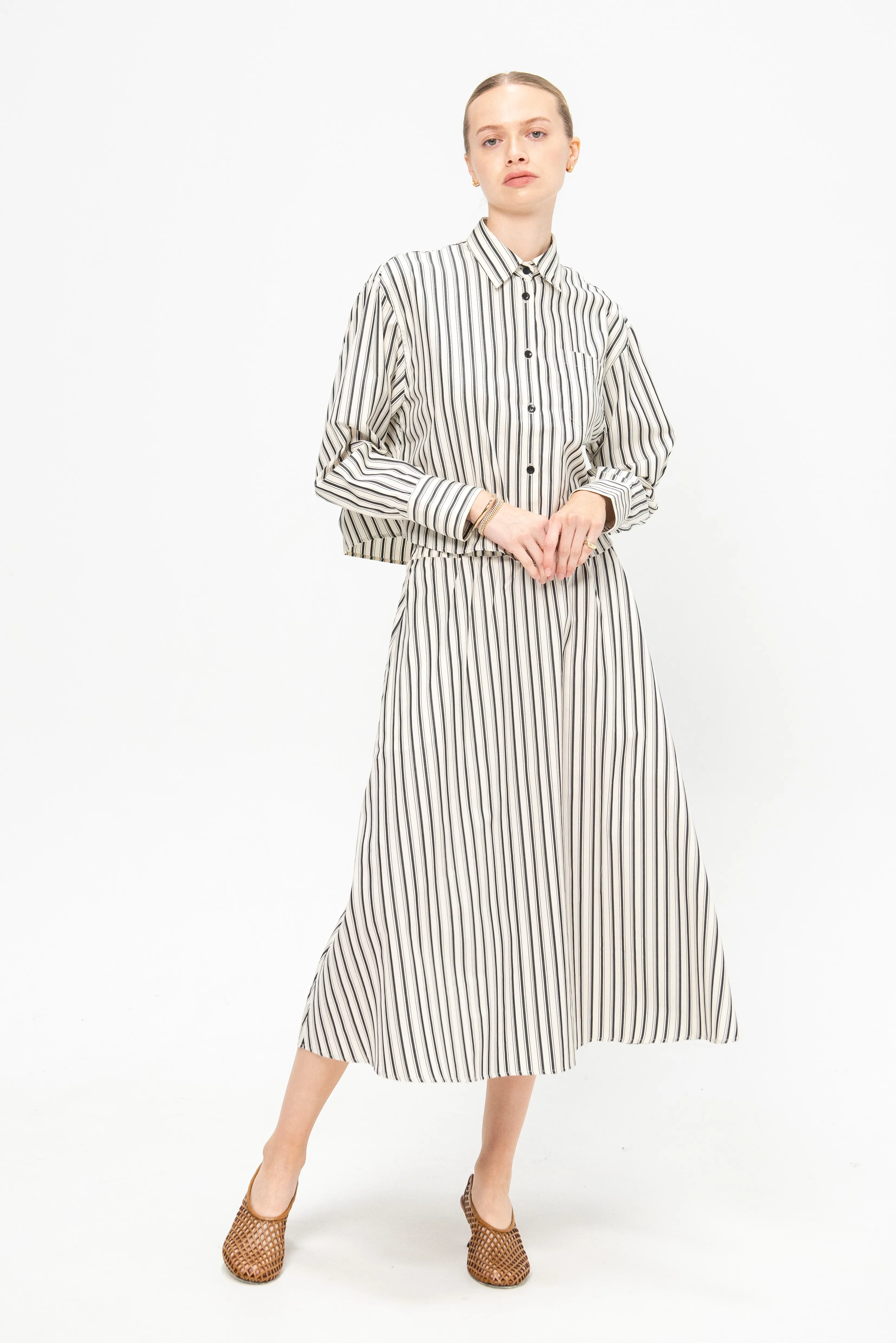 Circle Skirt, Ivory Stripe sold by Kick Pleat