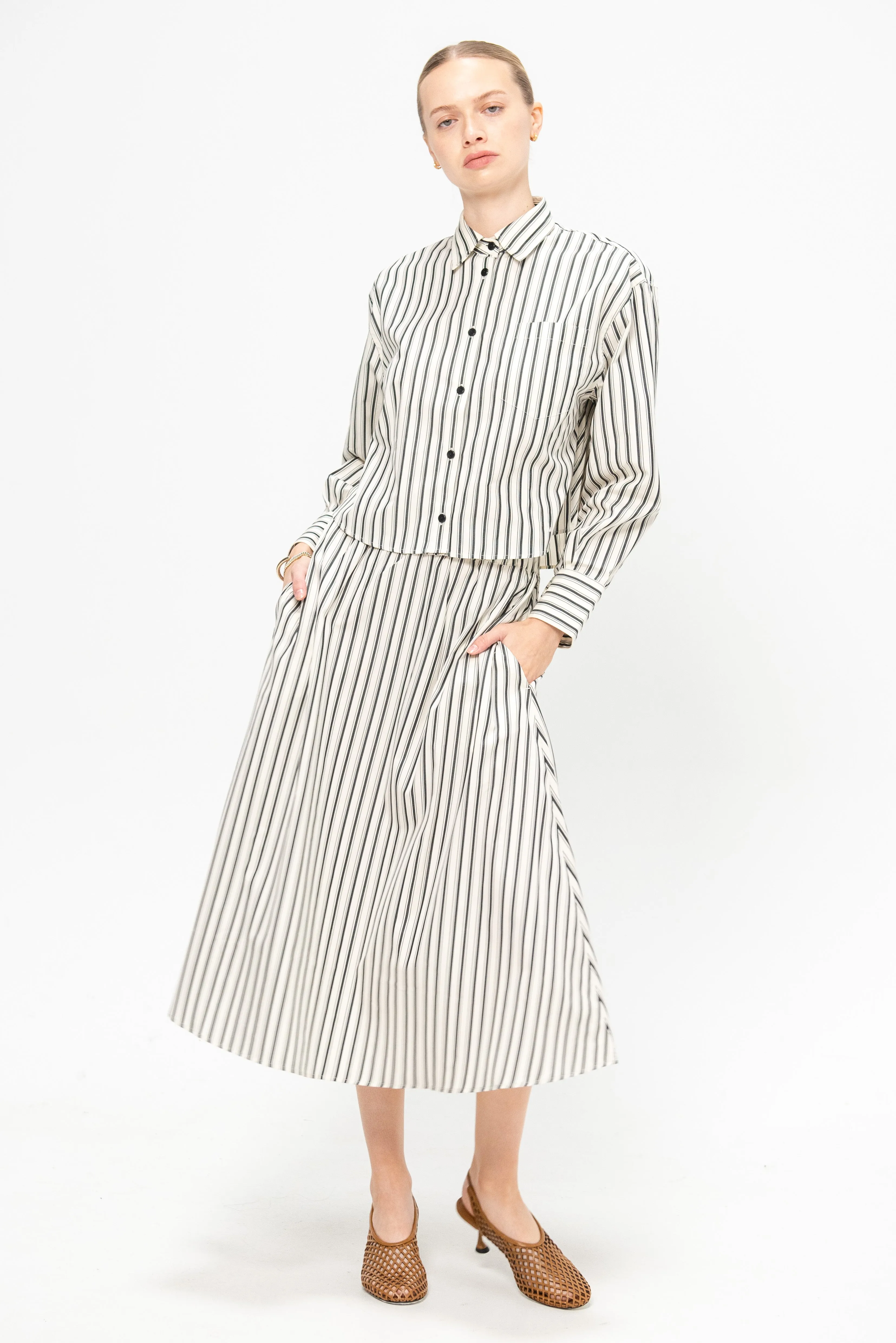 Circle Skirt, Ivory Stripe sold by Kick Pleat product image thumbnail 5