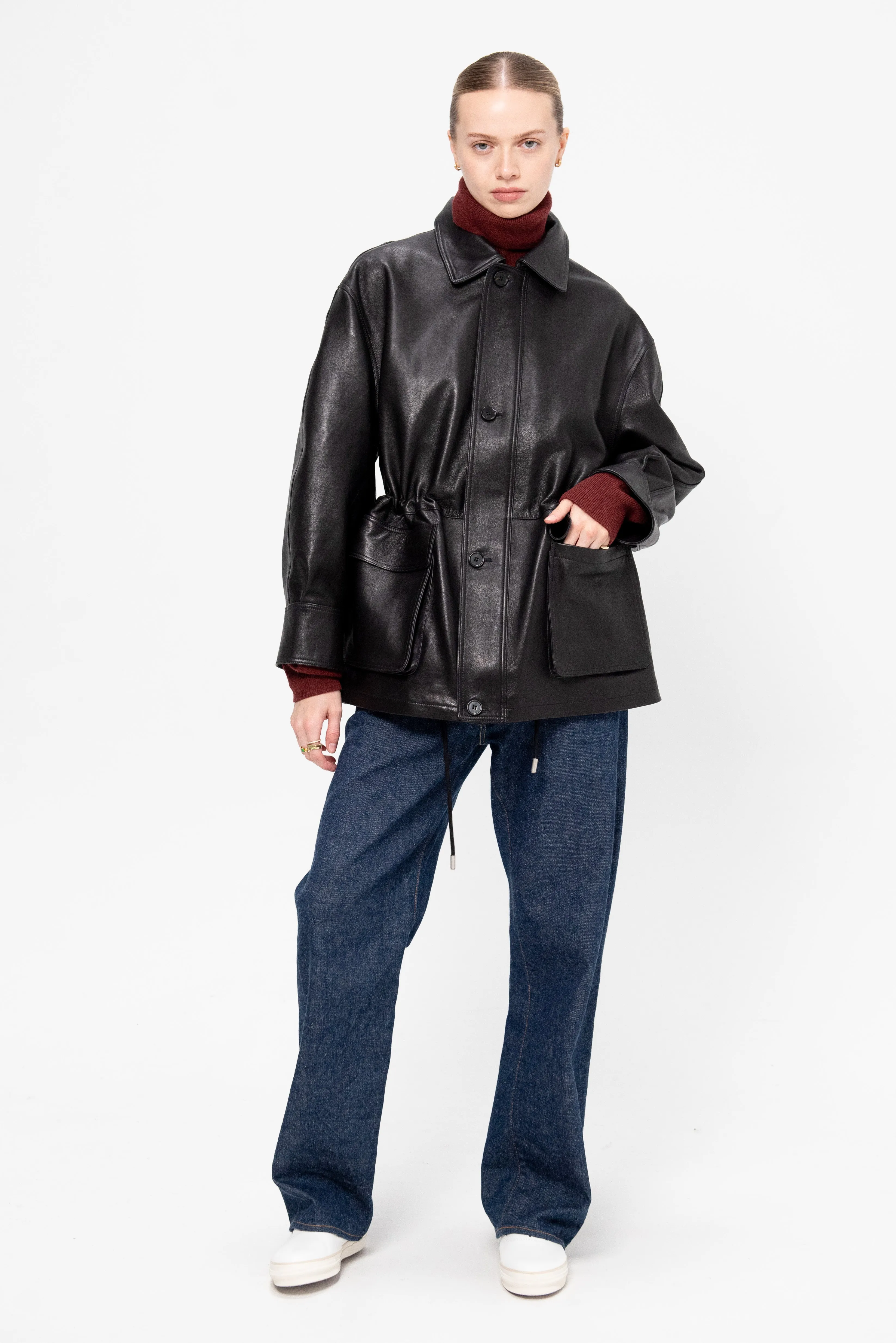 Maeve - Leather Jacket, Black sold by Kick Pleat