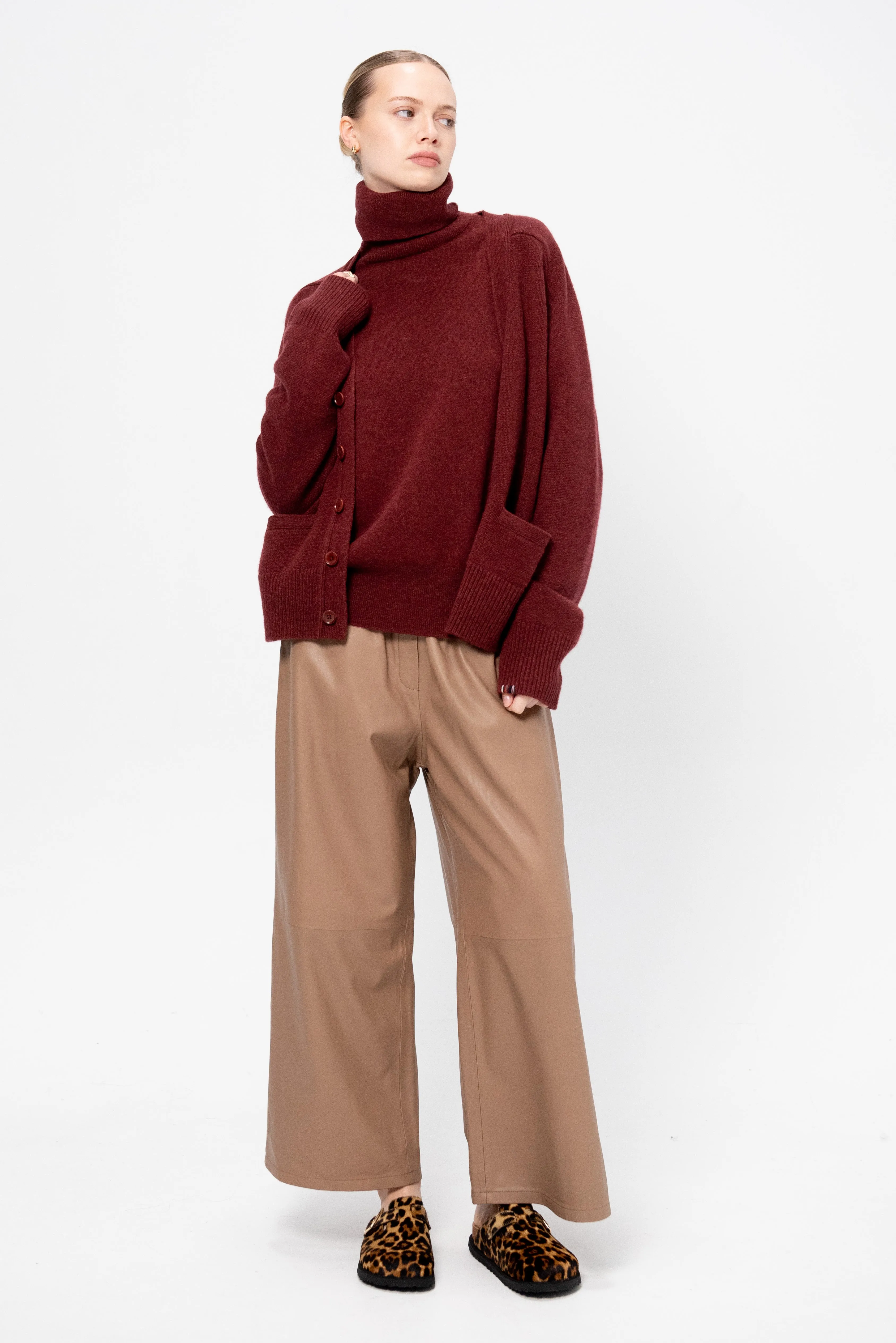 Elizabeth - Leather Culotte, Mocha sold by Kick Pleat