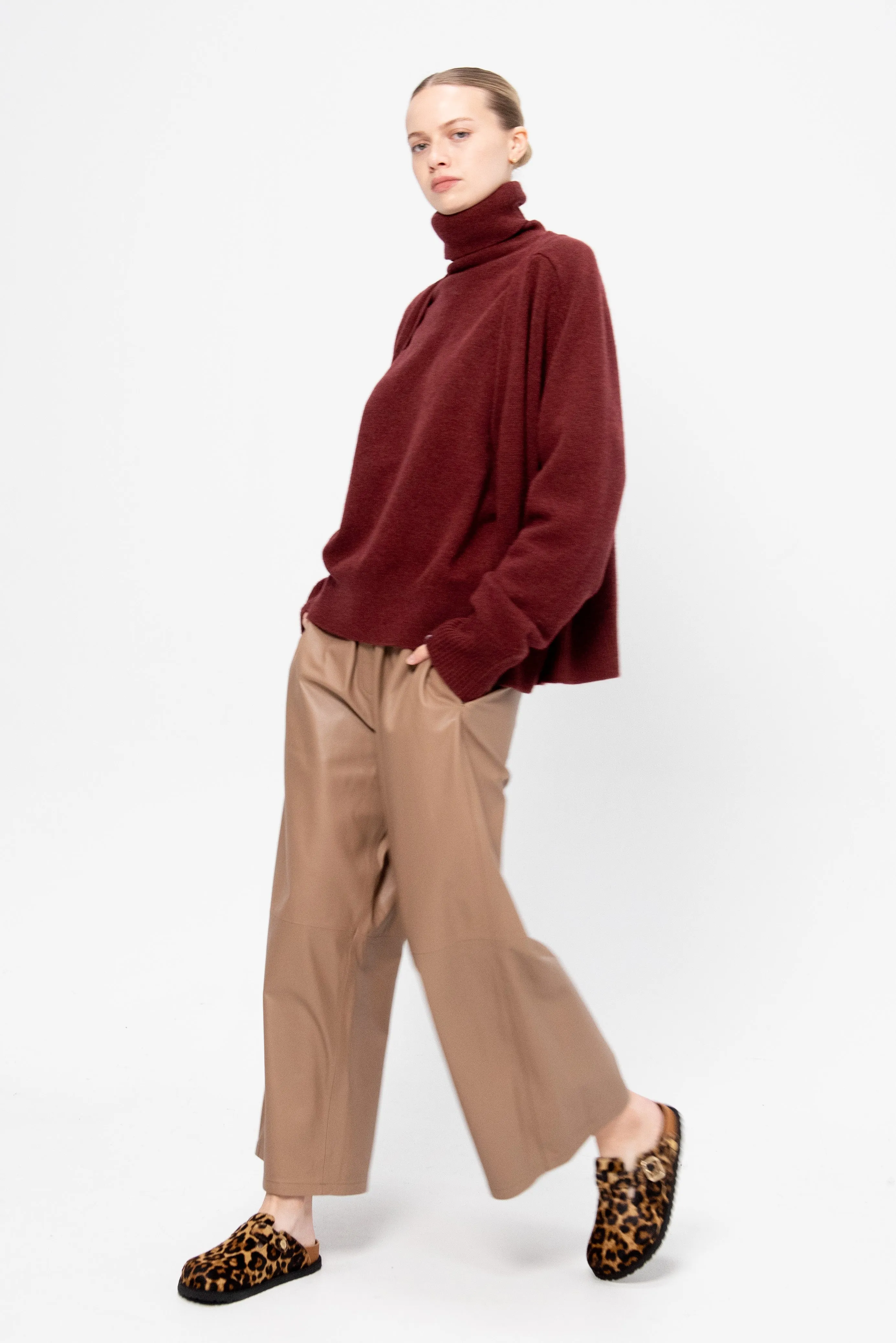 Elizabeth - Leather Culotte, Mocha sold by Kick Pleat product image thumbnail 5