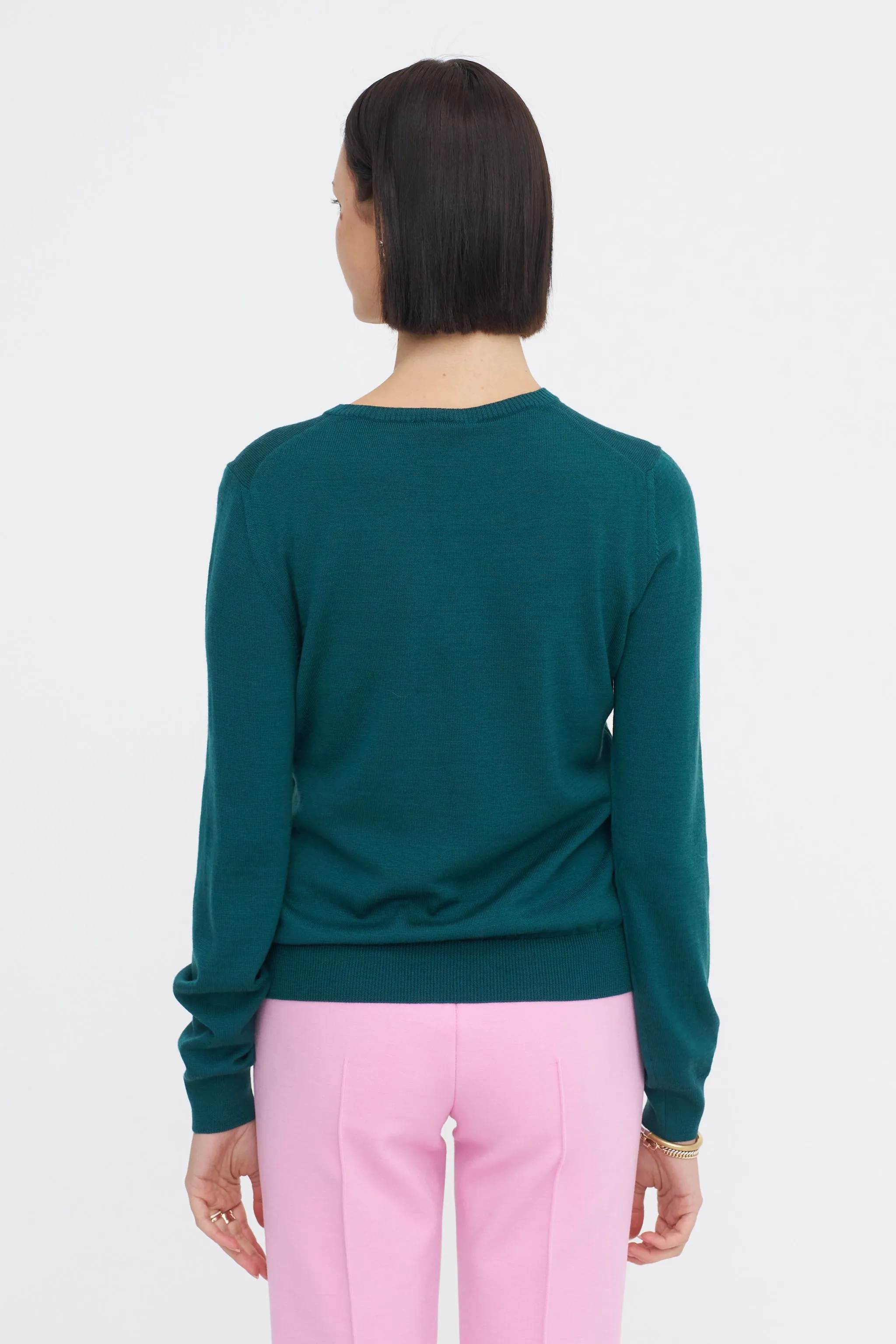 Billie V-Neck Sweater, Teal sold by Kick Pleat product image thumbnail 4