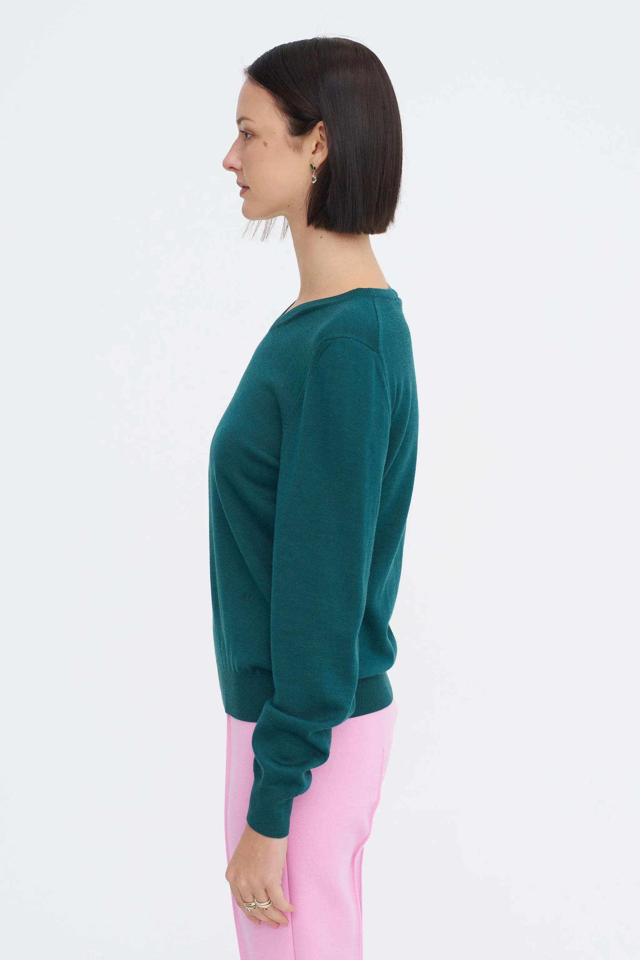 Billie V-Neck Sweater, Teal sold by Kick Pleat product image thumbnail 3