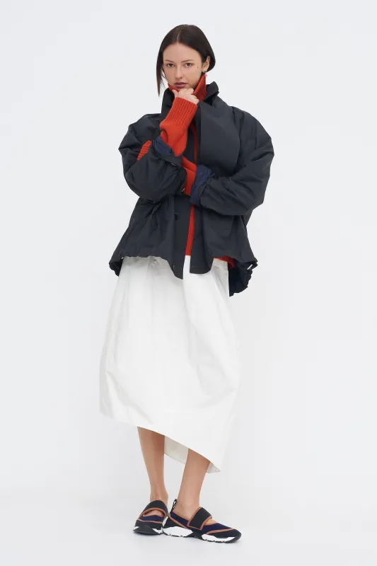 Nylon Asymmetrical Balloon Skirt, White sold by Kick Pleat