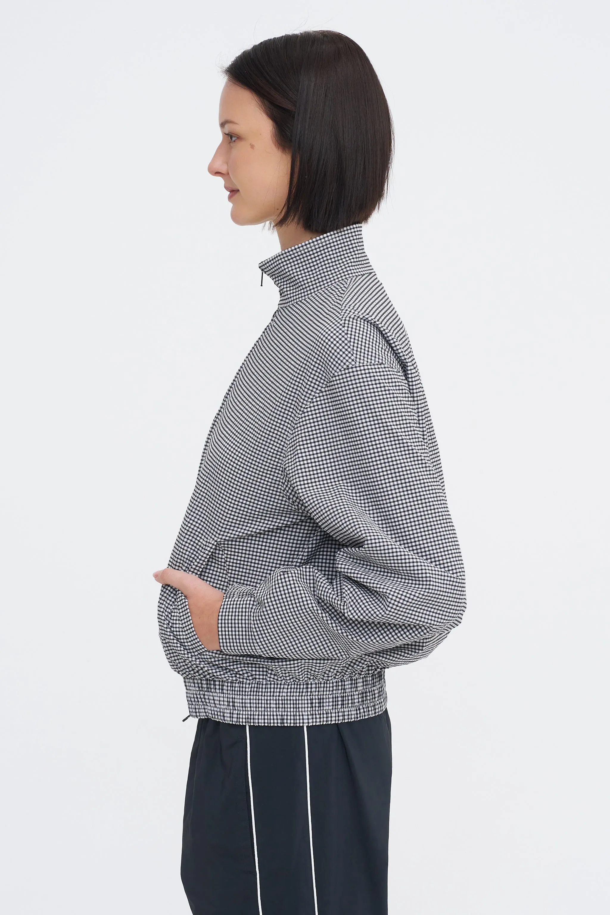 Tech Gingham Track Jacket, Black & White Gingham sold by Kick Pleat product image thumbnail 3