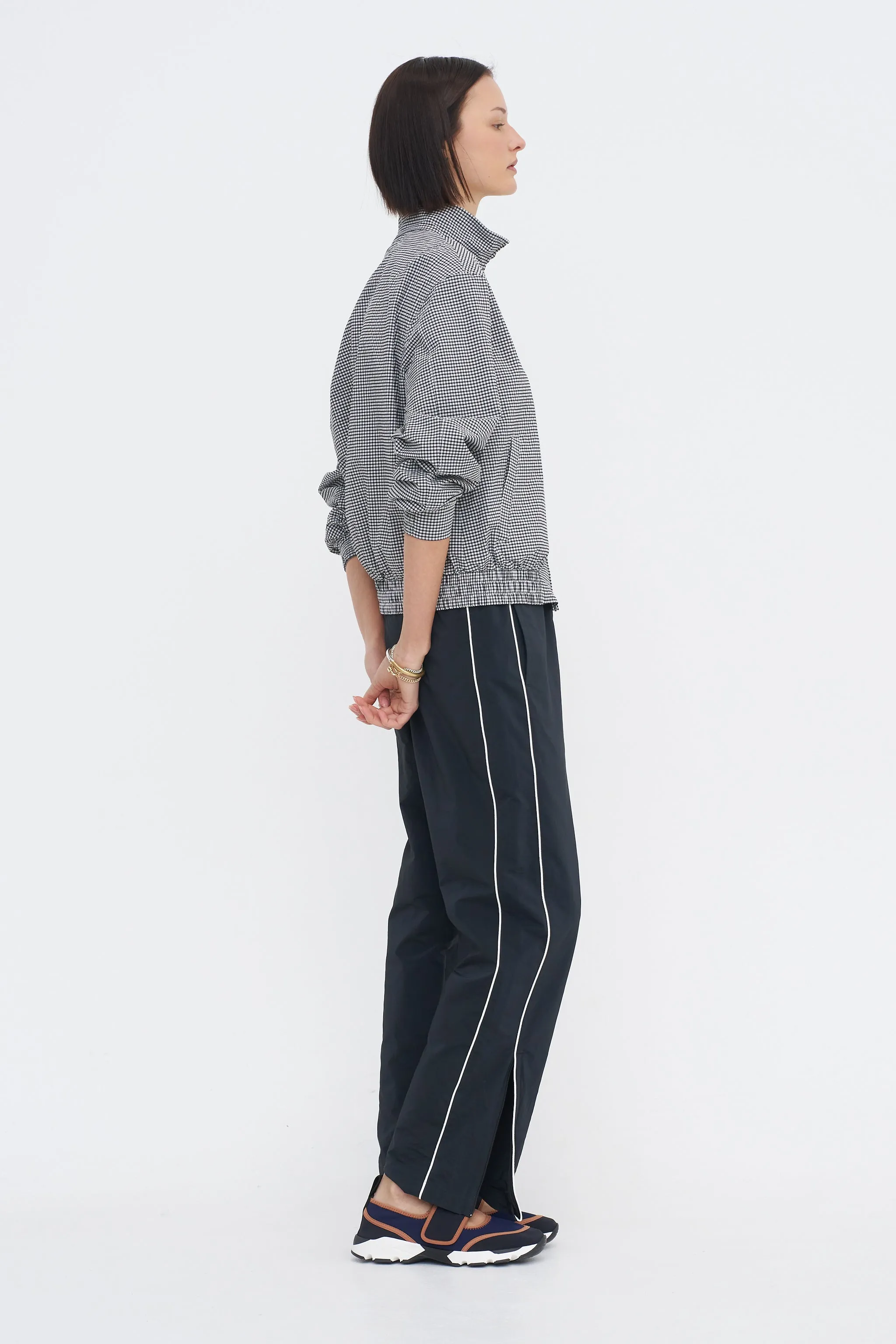 Tech Gingham Track Jacket, Black & White Gingham sold by Kick Pleat product image thumbnail 5