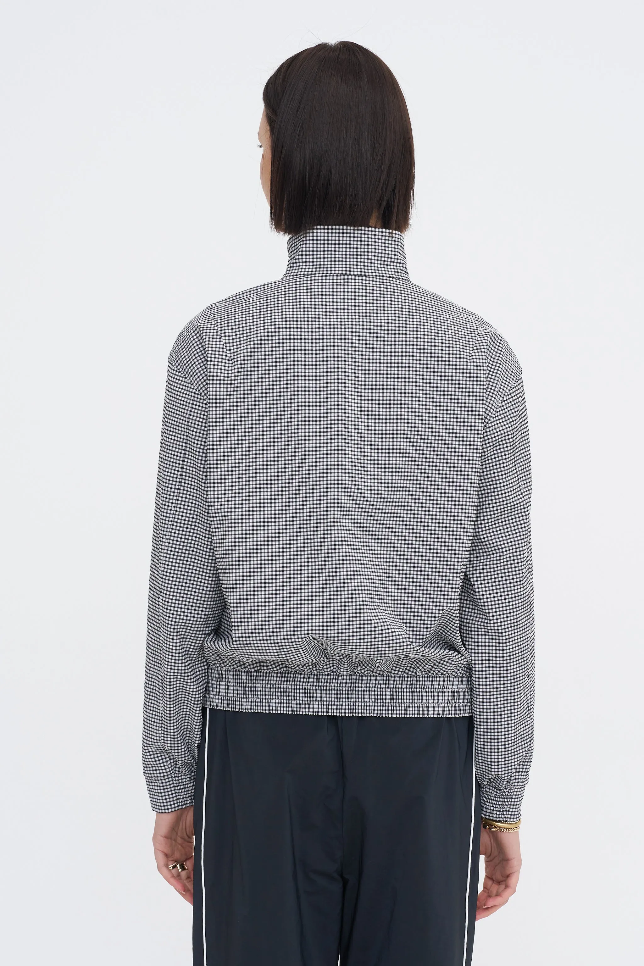 Tech Gingham Track Jacket, Black & White Gingham sold by Kick Pleat product image thumbnail 4