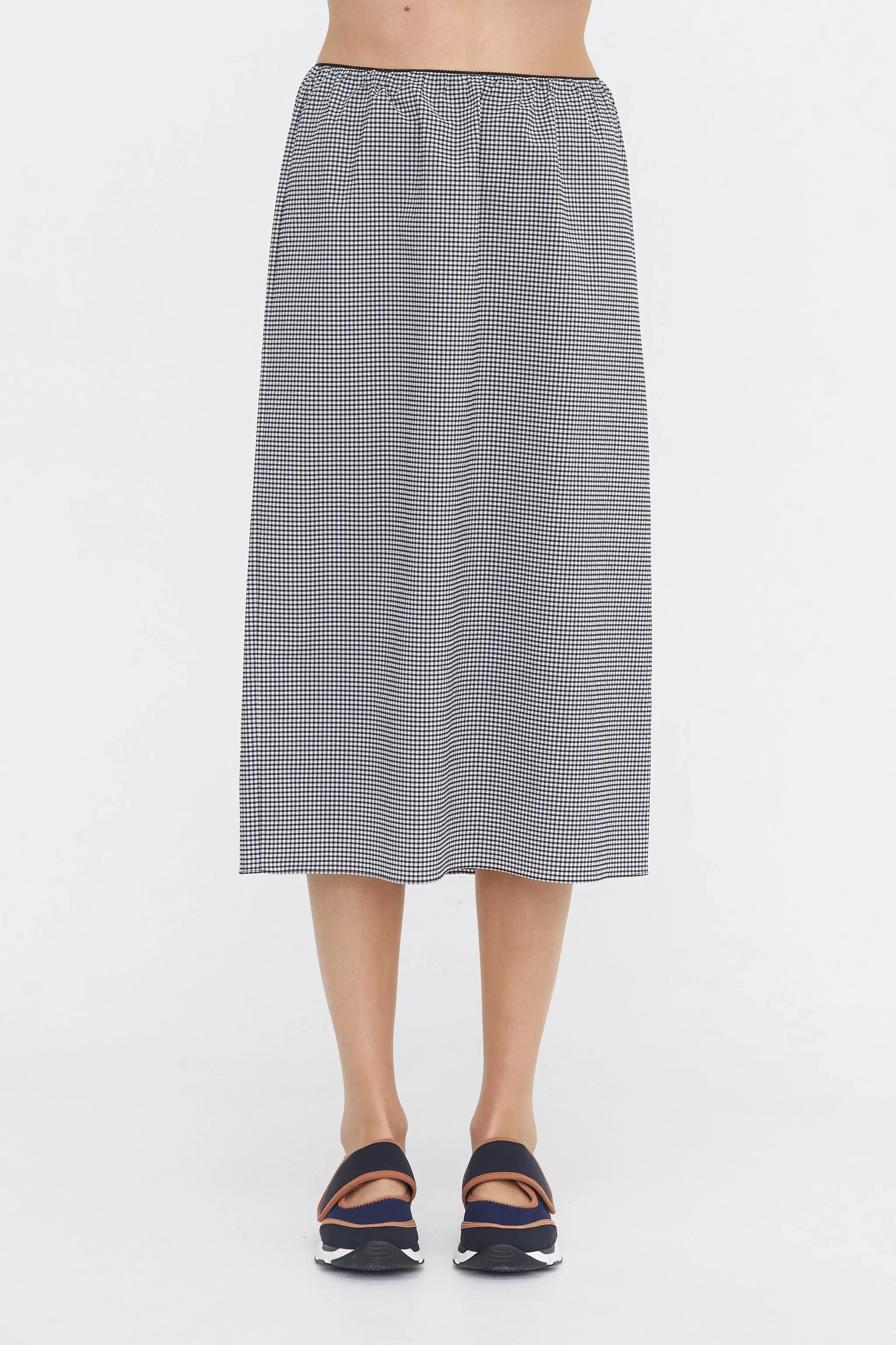 Tech Gingham Slip Skirt, Black & White Gingham sold by Kick Pleat product image thumbnail 2