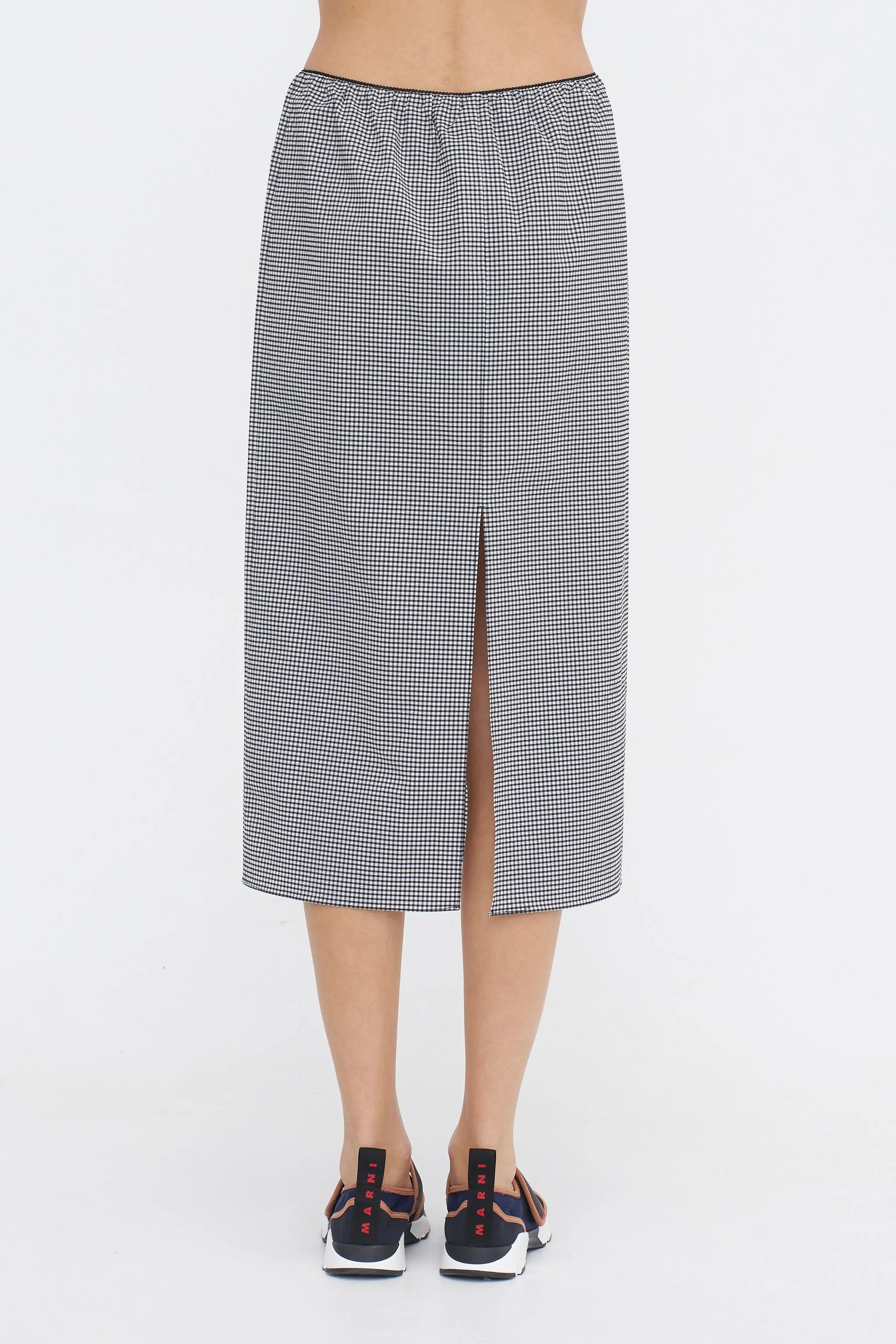 Tech Gingham Slip Skirt, Black & White Gingham sold by Kick Pleat product image thumbnail 4