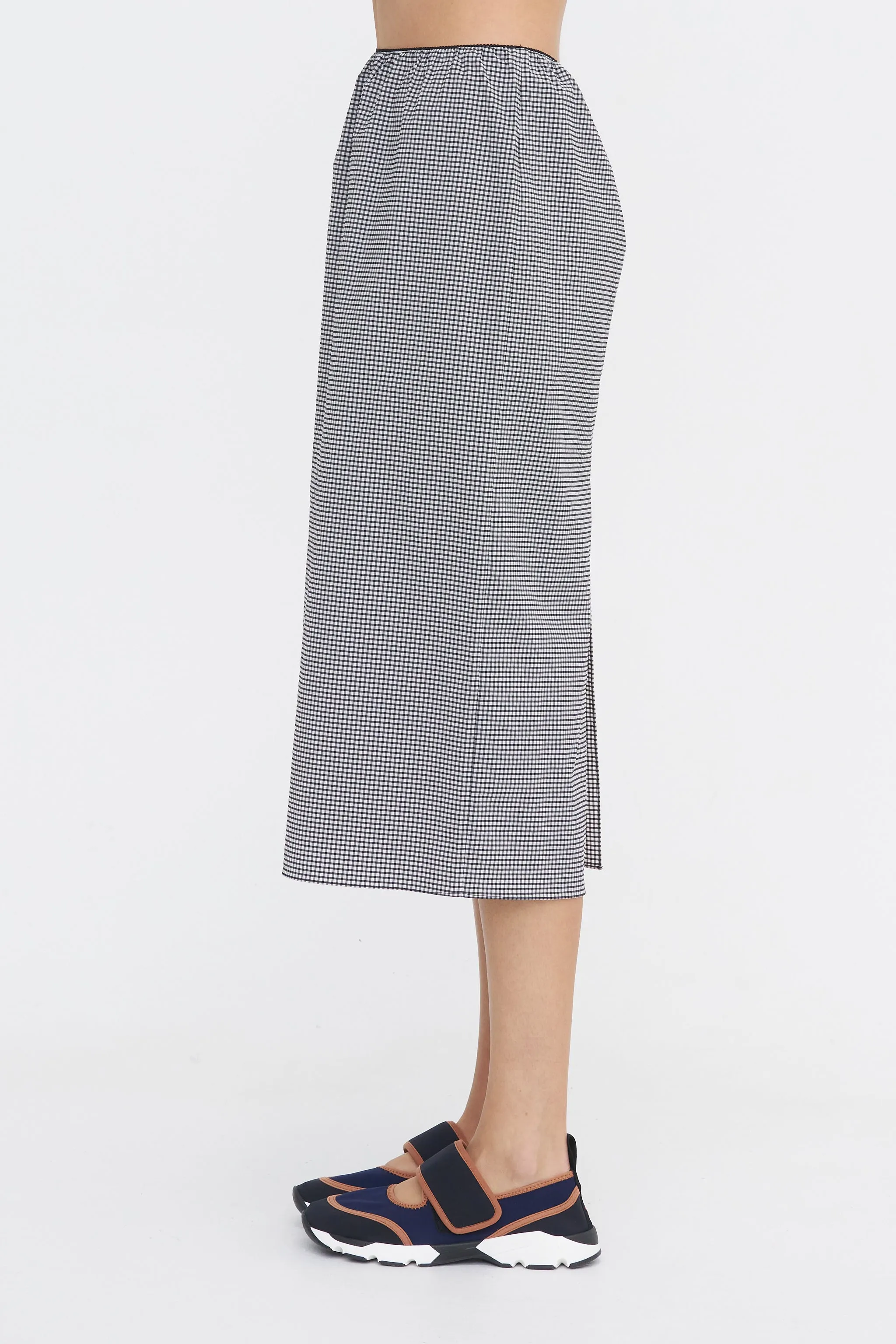 Tech Gingham Slip Skirt, Black & White Gingham sold by Kick Pleat product image thumbnail 3