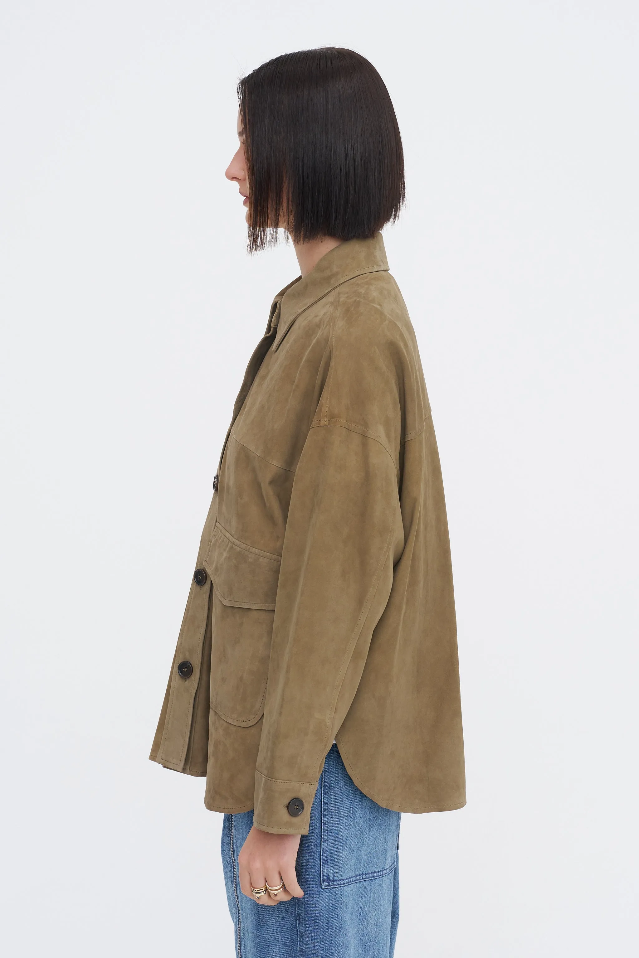 Kaylee - Suede Jacket, Olive sold by Kick Pleat product image thumbnail 3