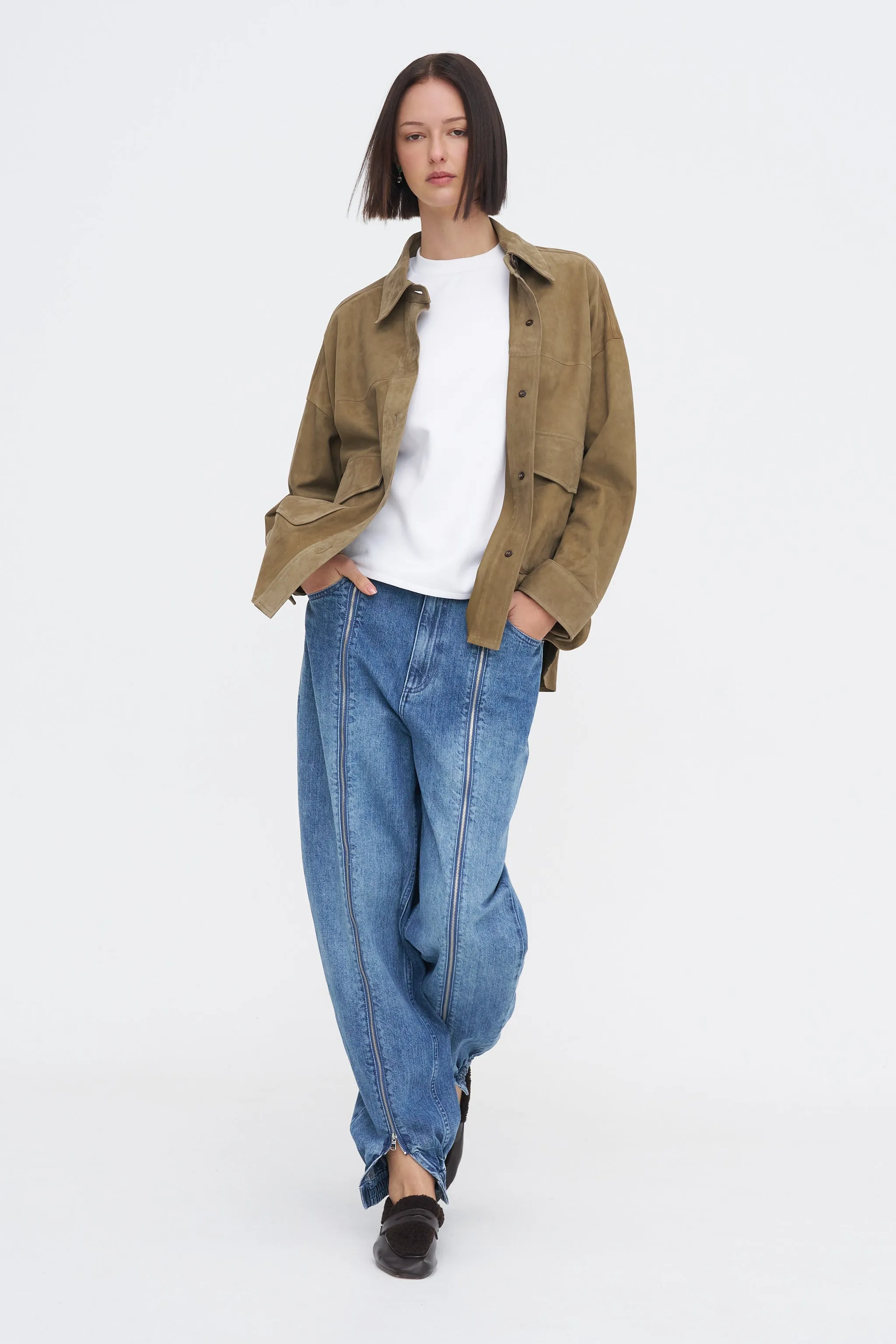 Kaylee - Suede Jacket, Olive sold by Kick Pleat