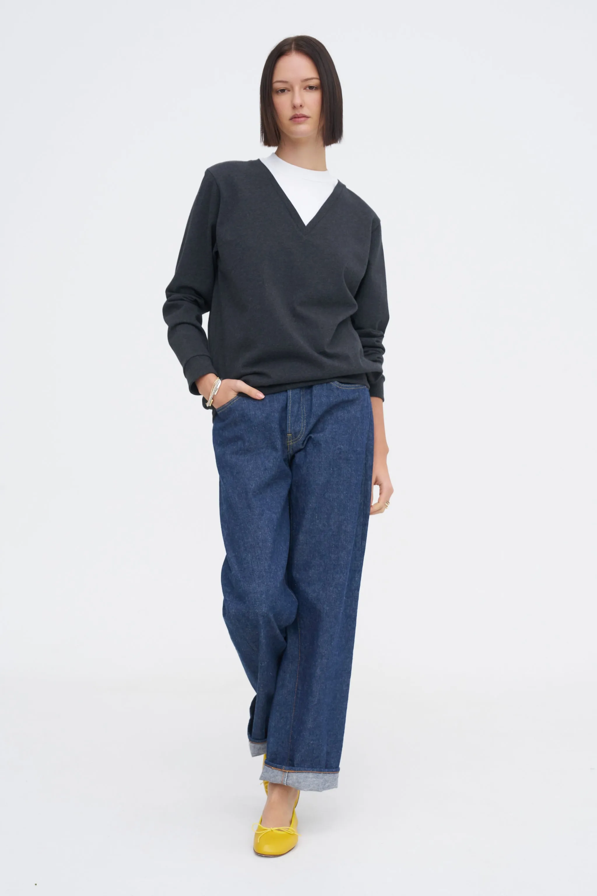 Perfect T-Shirt Trompe L'oeil Top, Grey Multi sold by Kick Pleat