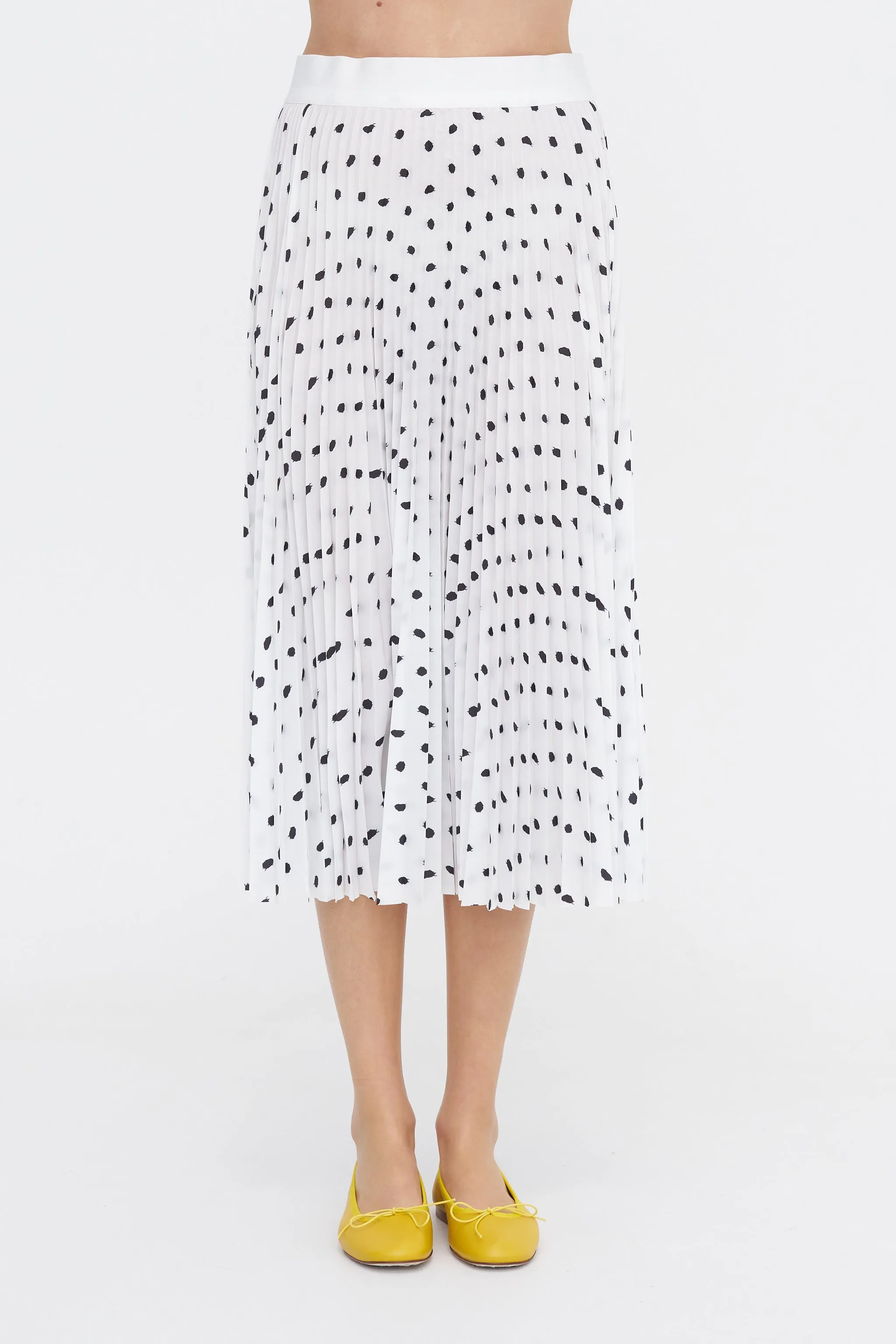 Scribble Dot Print Pull On Pleated Skirt, Black & White Multi sold by Kick Pleat product image thumbnail 2