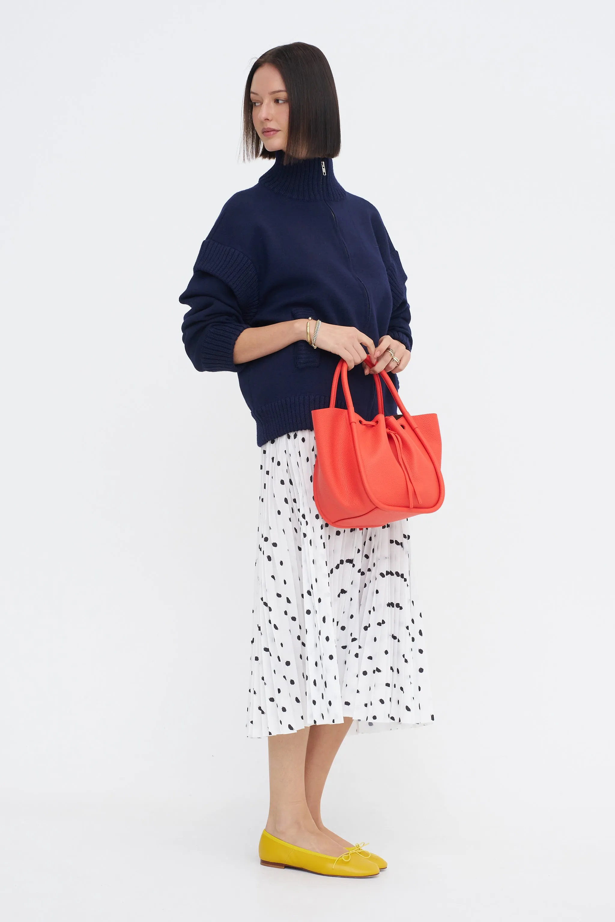 Scribble Dot Print Pull On Pleated Skirt, Black & White Multi sold by Kick Pleat product image thumbnail 5