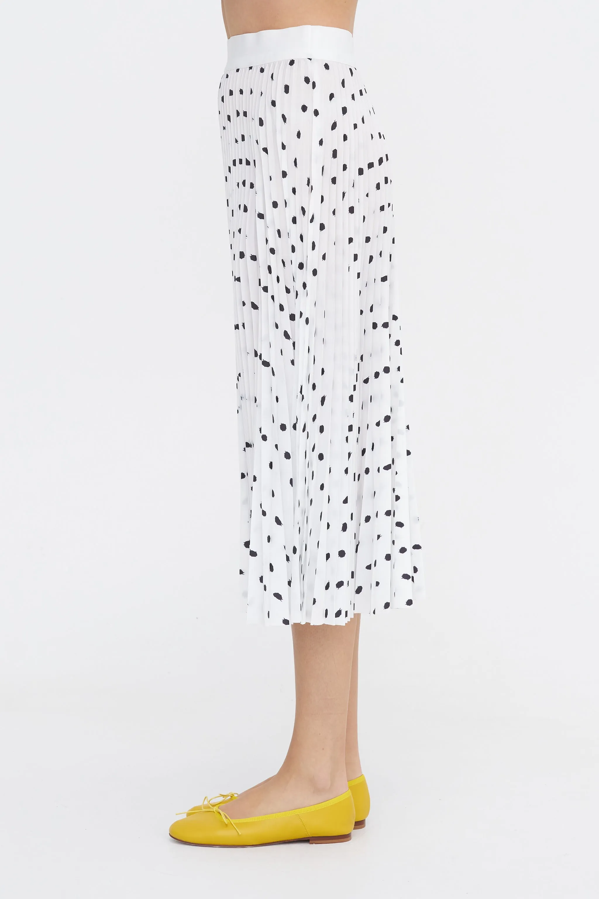 Scribble Dot Print Pull On Pleated Skirt, Black & White Multi sold by Kick Pleat product image thumbnail 3