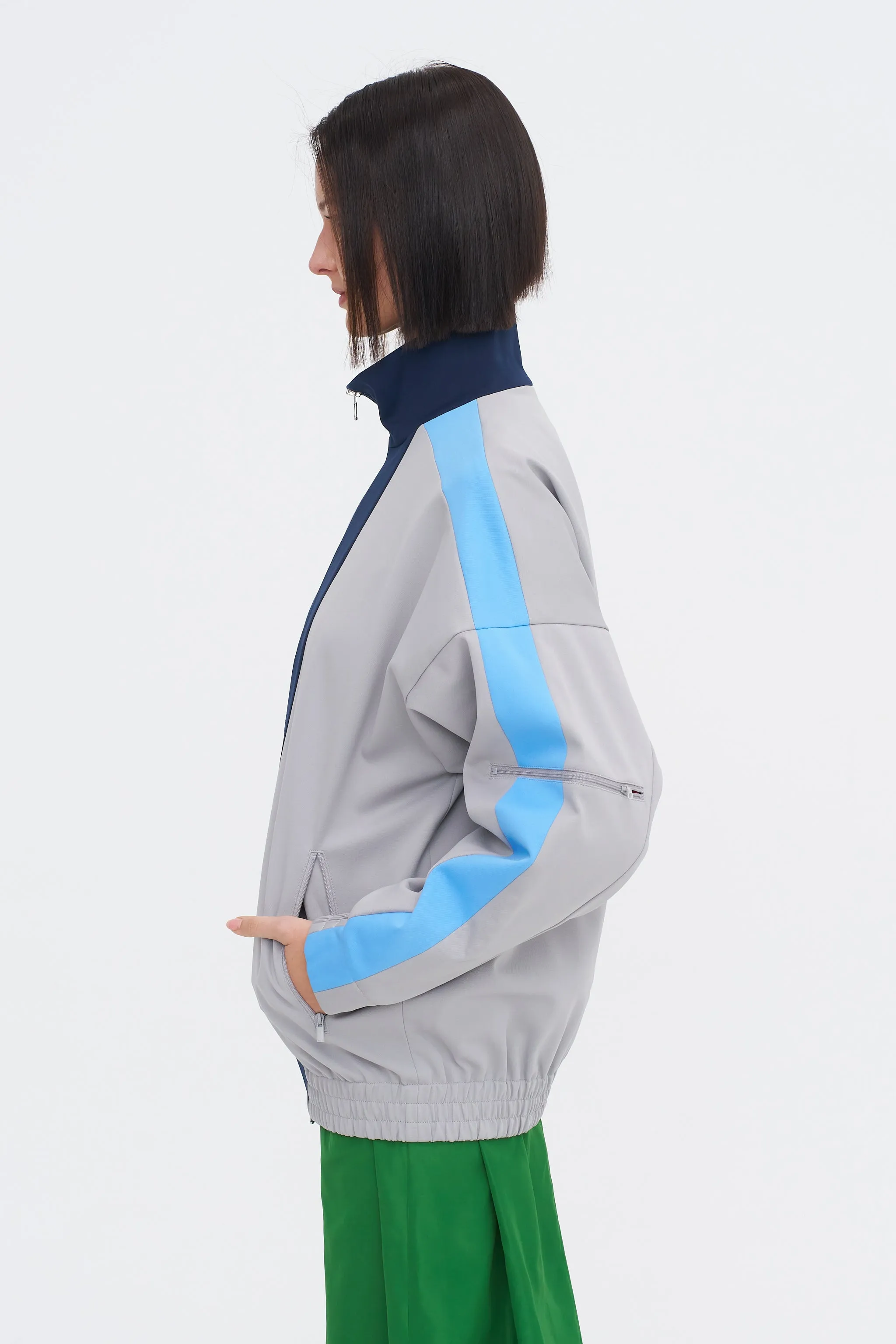 Compact Tech Knit Bomber, Light Grey Multi sold by Kick Pleat product image thumbnail 3