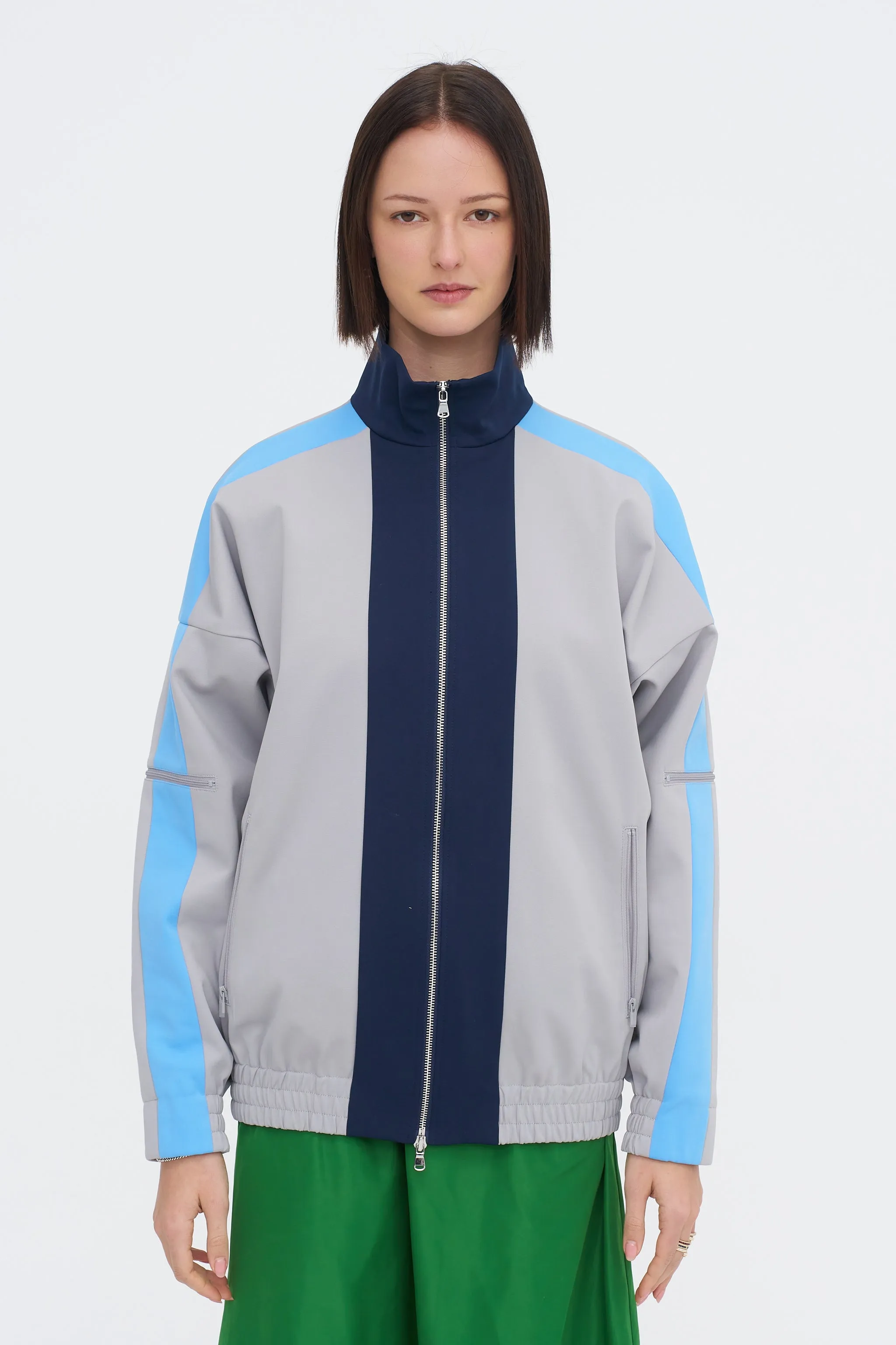 Compact Tech Knit Bomber, Light Grey Multi sold by Kick Pleat product image thumbnail 2