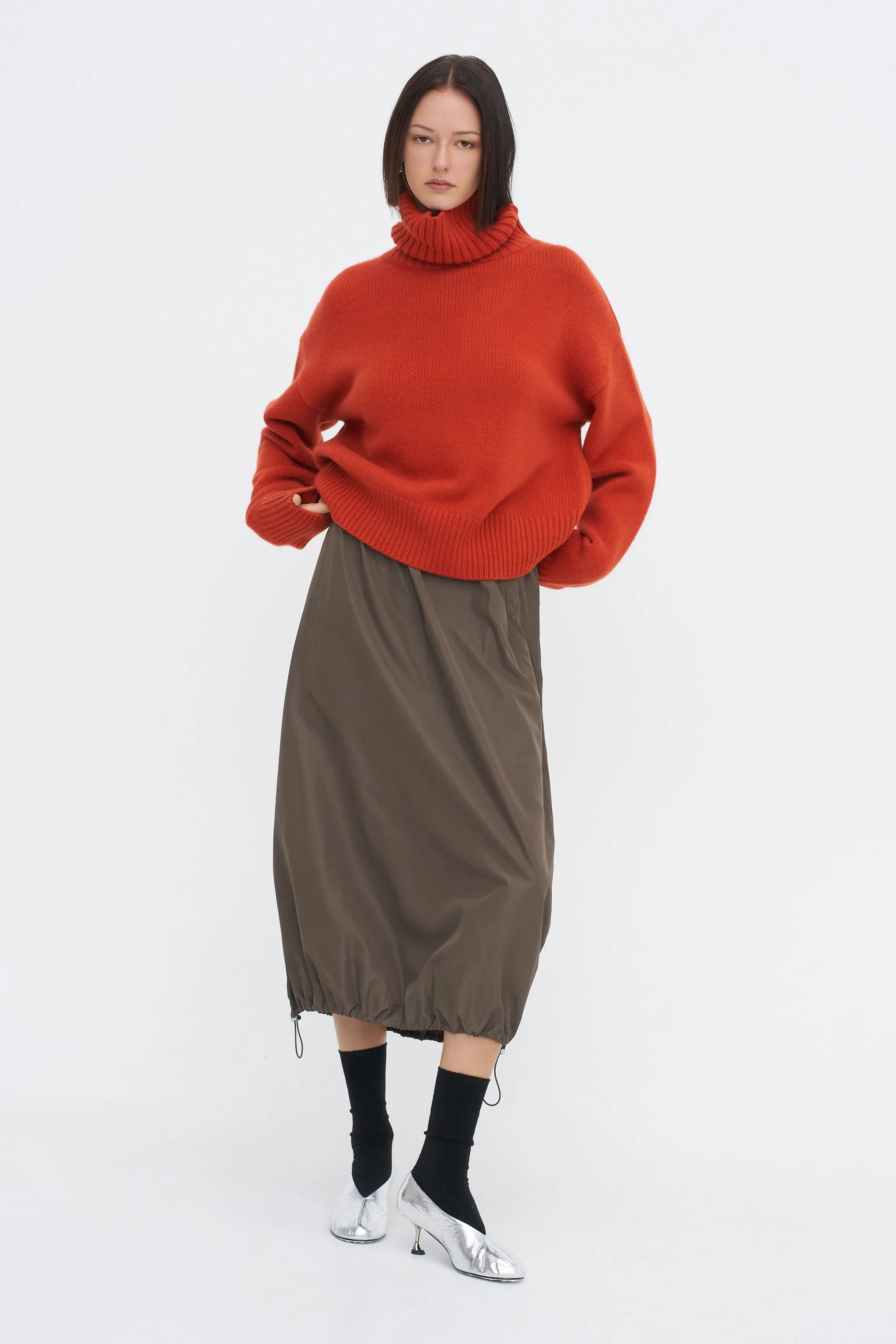 Italian Sporty Nylon Midi Anorak Skirt sold by Kick Pleat