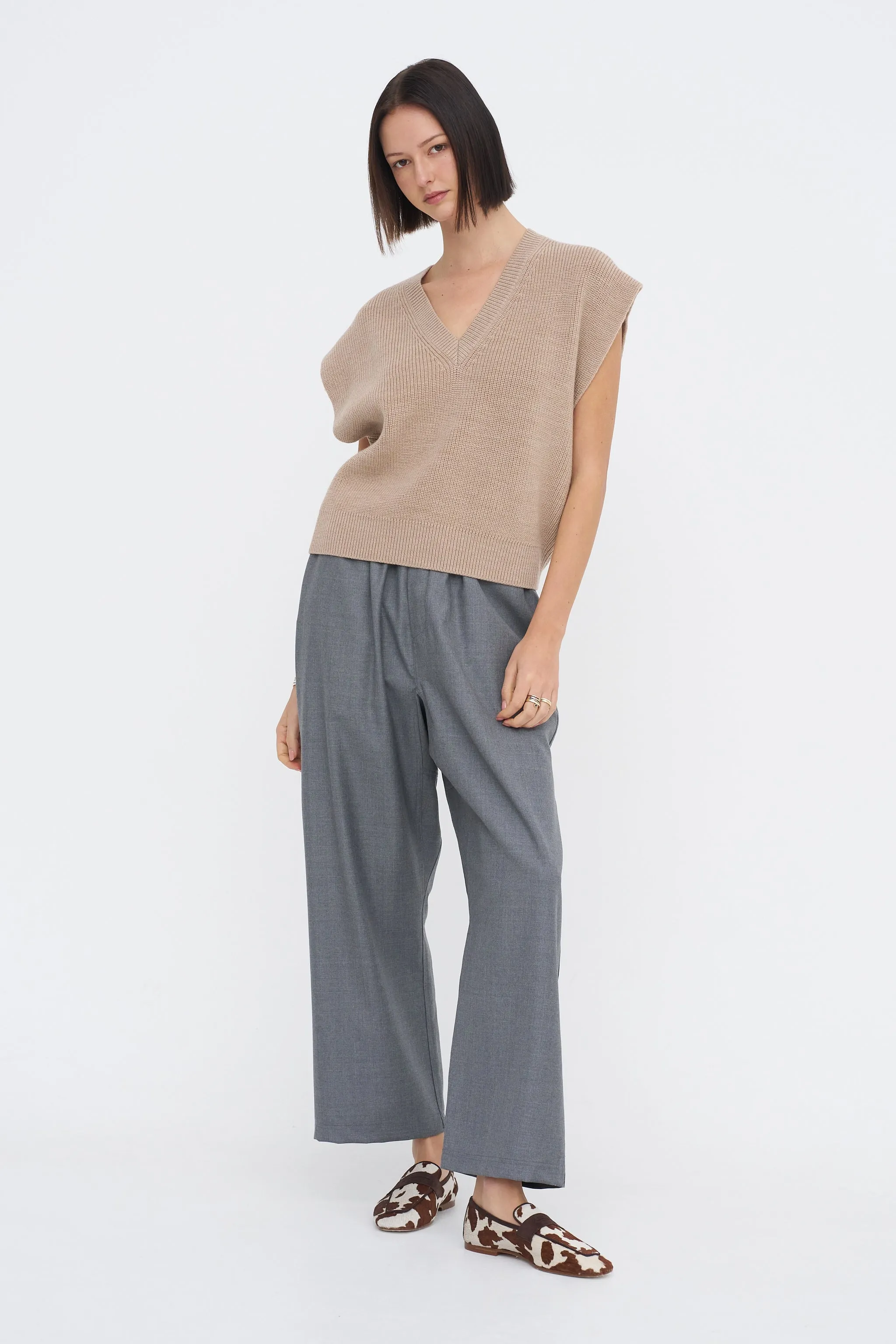 Cardigan Stitch Sweater Vest With Removable Dickie, Latte sold by Kick Pleat product image thumbnail 5