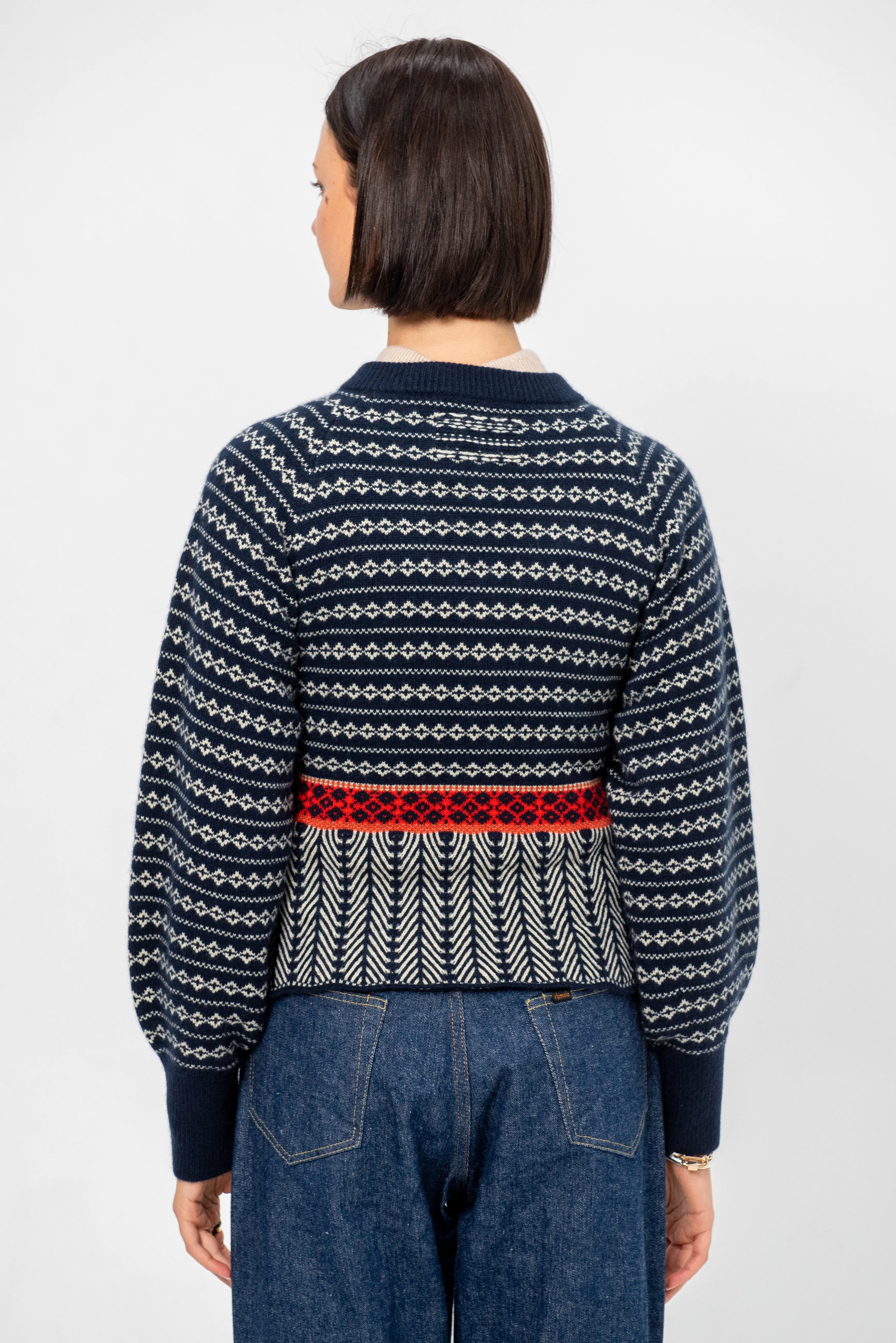 Fairisle Sculpted Cardigan, Midnight Combo sold by Kick Pleat product image thumbnail 4
