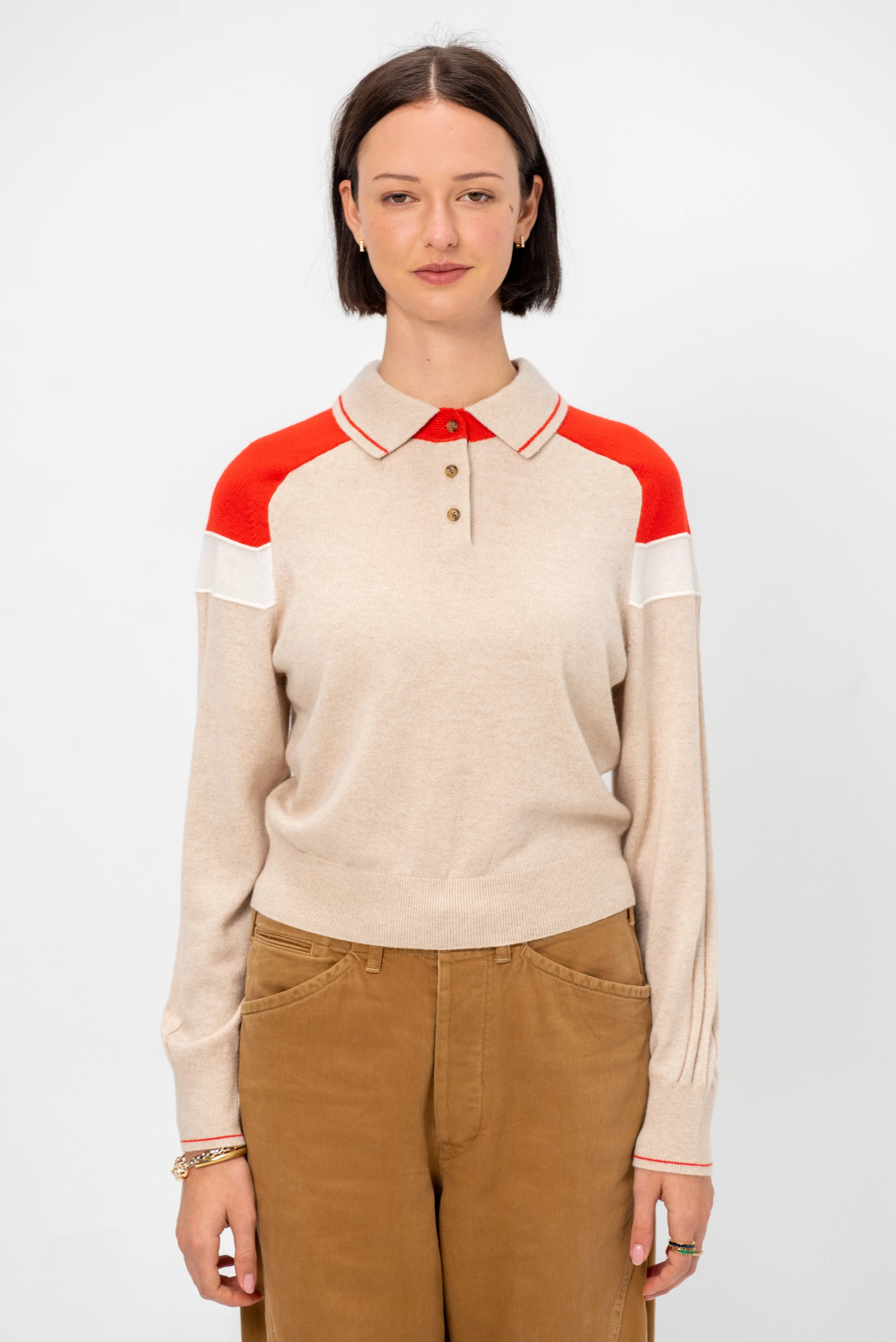 Alpine Collegiate Polo, Sandstone Combo sold by Kick Pleat product image thumbnail 2