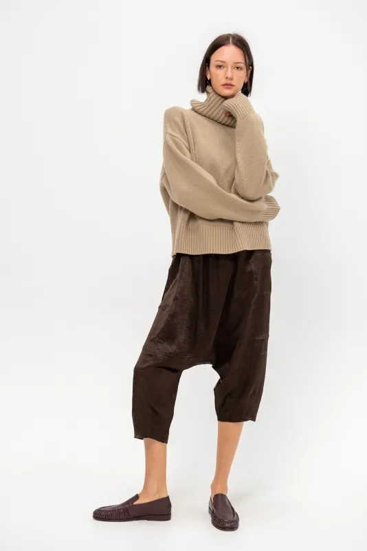 Kiko Pant Satin, Espresso made by Atelier Delphine