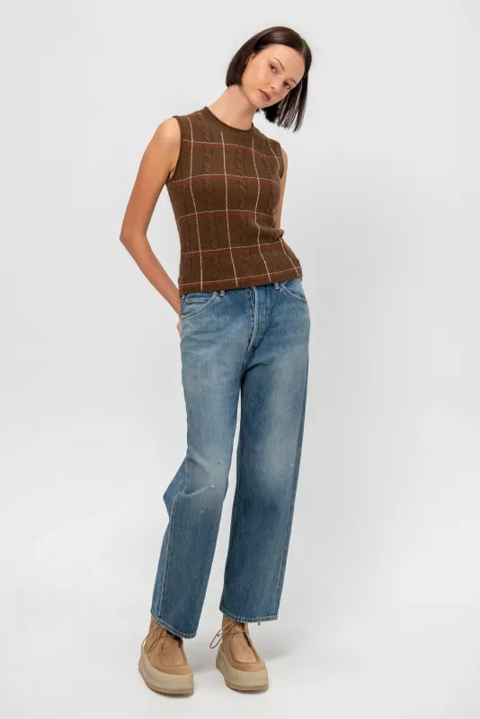 Check Vest, Chestnut Combo sold by Kick Pleat